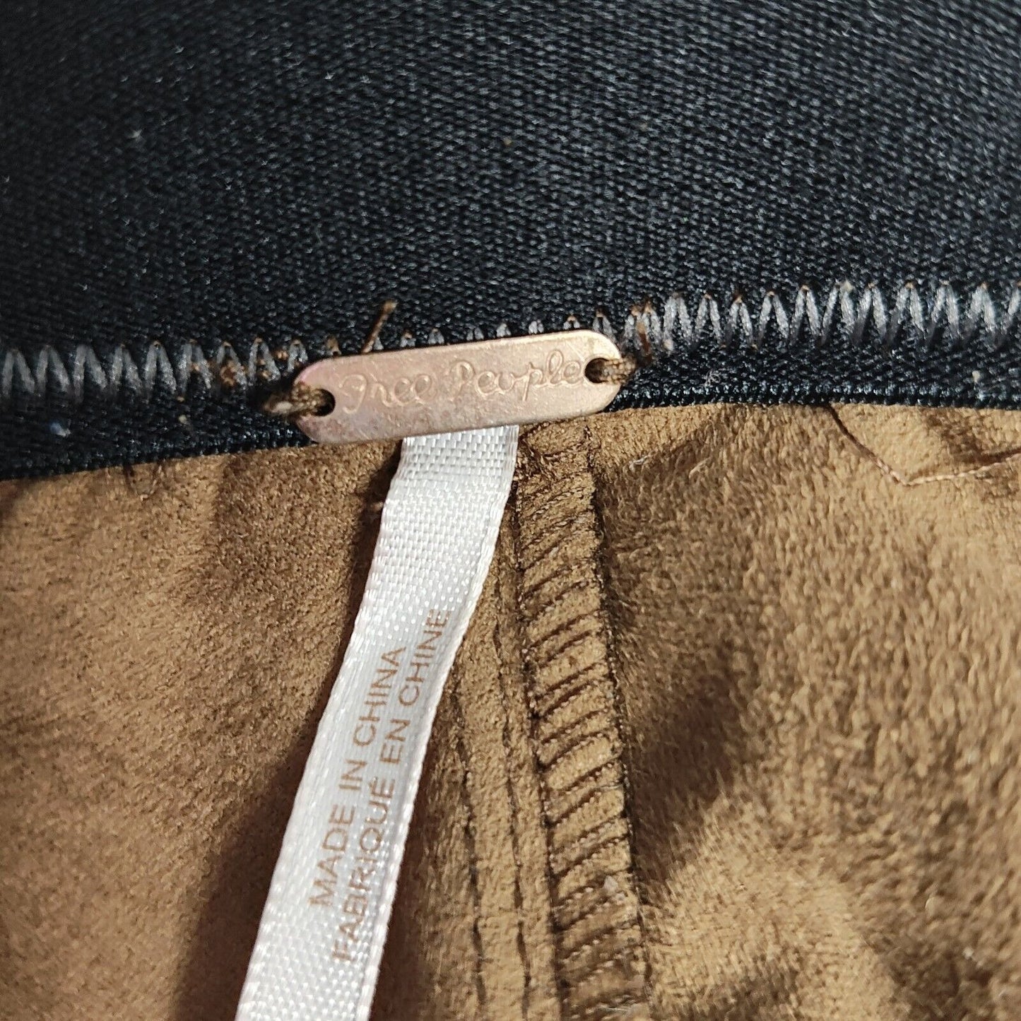 Free People Distressed Brown Faux Suede Elastic Waist Jeggings Women Size 2