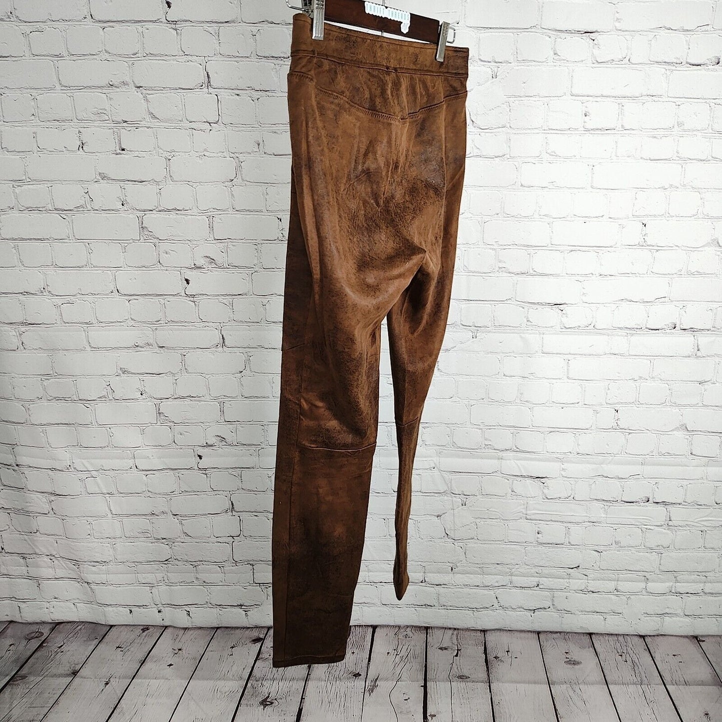 Free People Distressed Brown Faux Suede Elastic Waist Jeggings Women Size 2