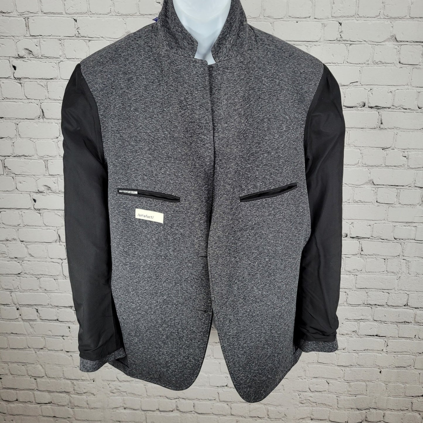 Artefact Dark Grey Heather Knit Stretch Unlined Notch Blazer Jacket Size Large L