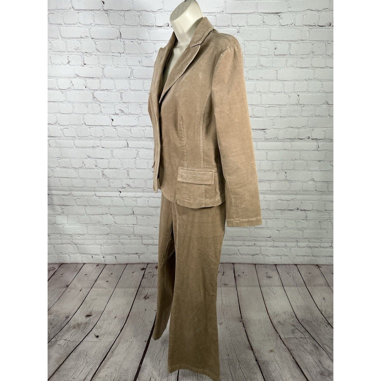 Petite Sophisticate Two Piece Brown Corduroy Women’s Suit Blazer PM Pants 12P