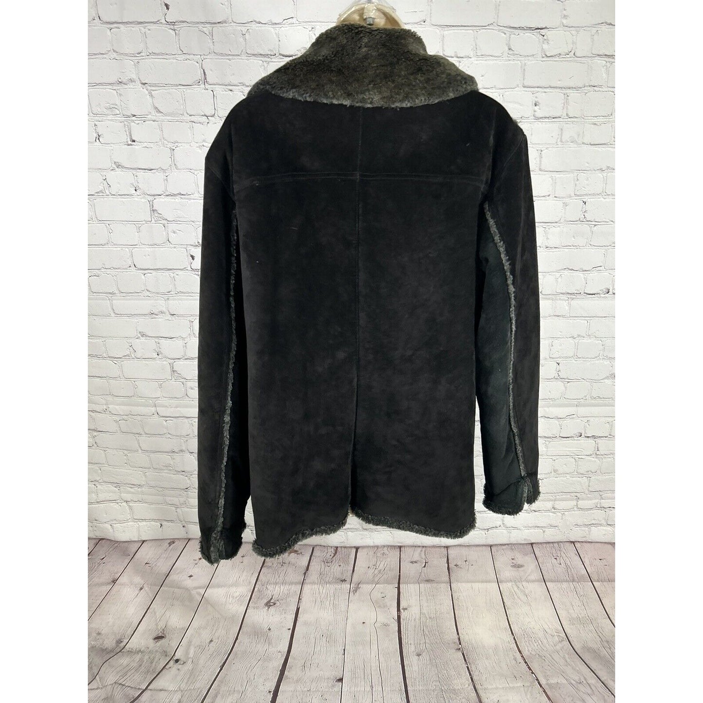 PARADOX Solid Dark Brown 100% Leather Faux Fur Lined Coat Jacket Women’s L