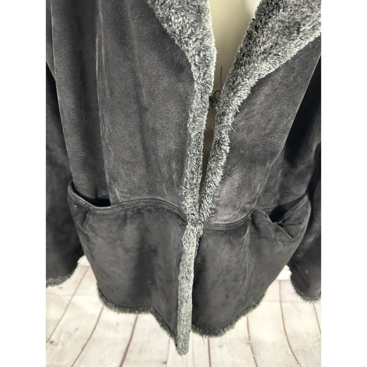 PARADOX Solid Dark Brown 100% Leather Faux Fur Lined Coat Jacket Women’s L