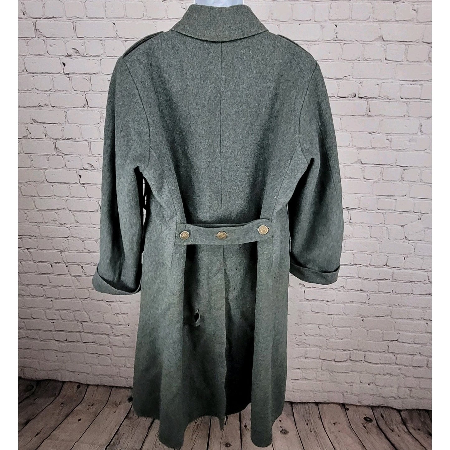 VTG WW2 Swiss Military Grey Heavyweight Double Breasted Jacket Coat Size Large L