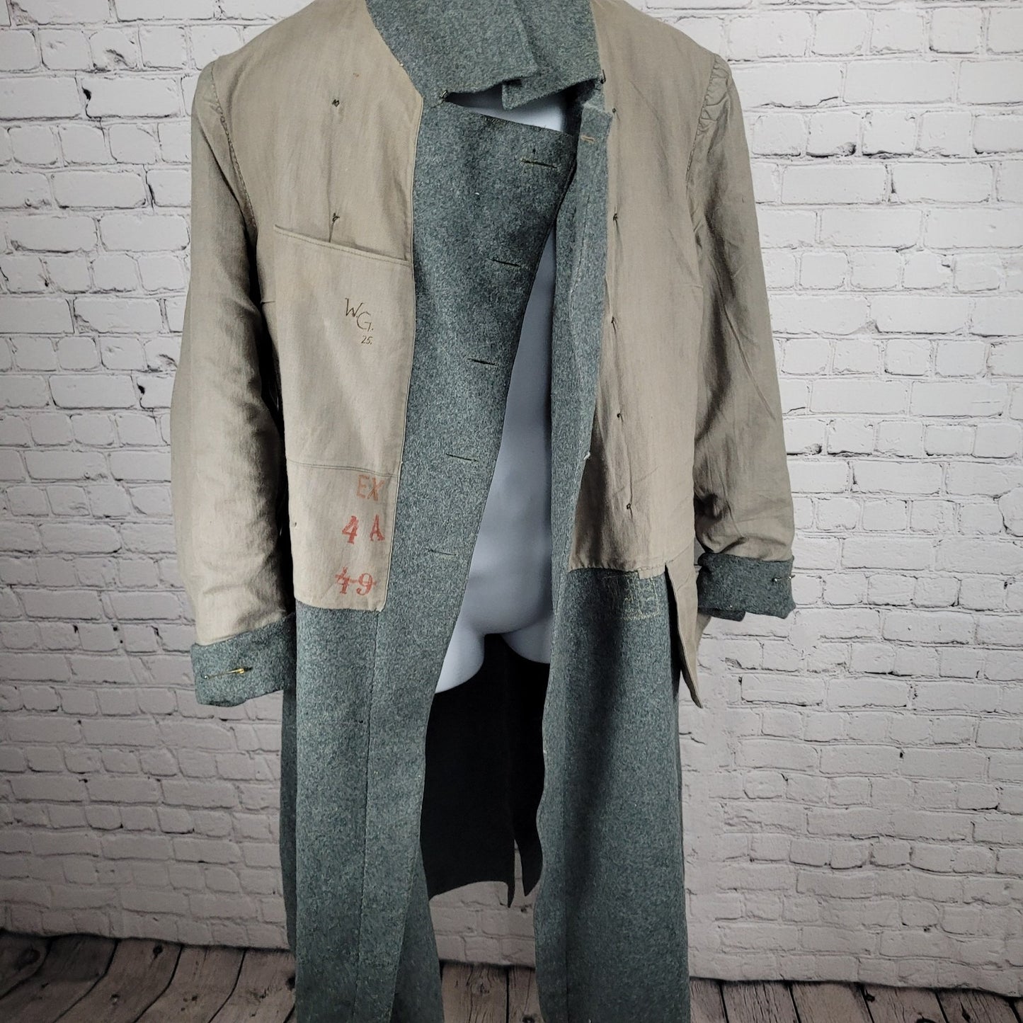 VTG WW2 Swiss Military Grey Heavyweight Double Breasted Jacket Coat Size Large L