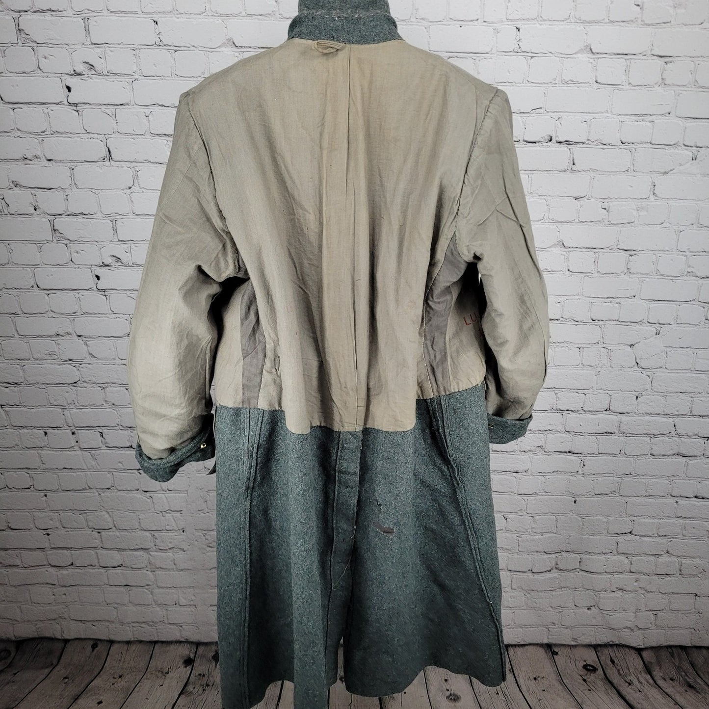 VTG WW2 Swiss Military Grey Heavyweight Double Breasted Jacket Coat Size Large L