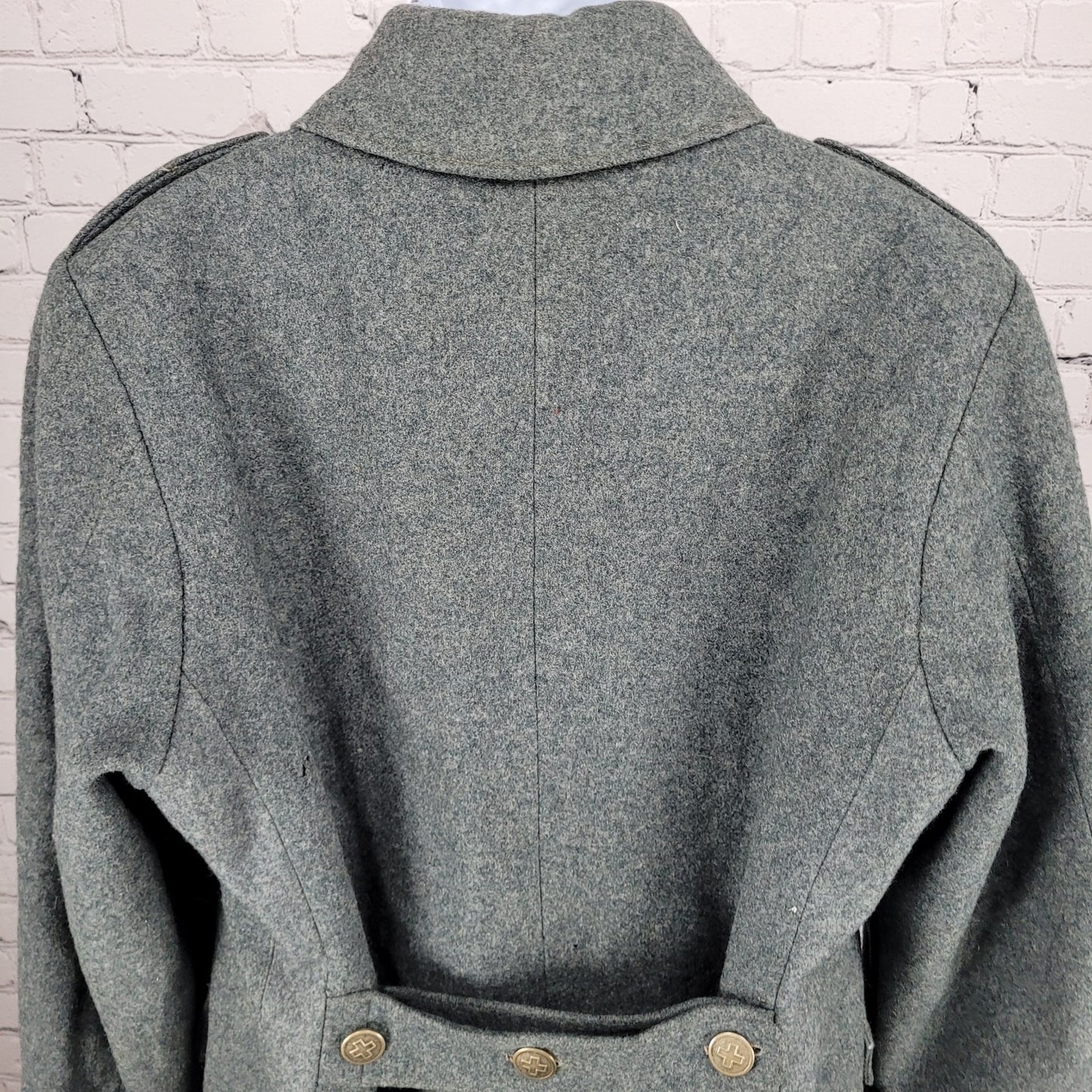 VTG WW2 Swiss Military Grey Heavyweight Double Breasted Jacket Coat Size Large L