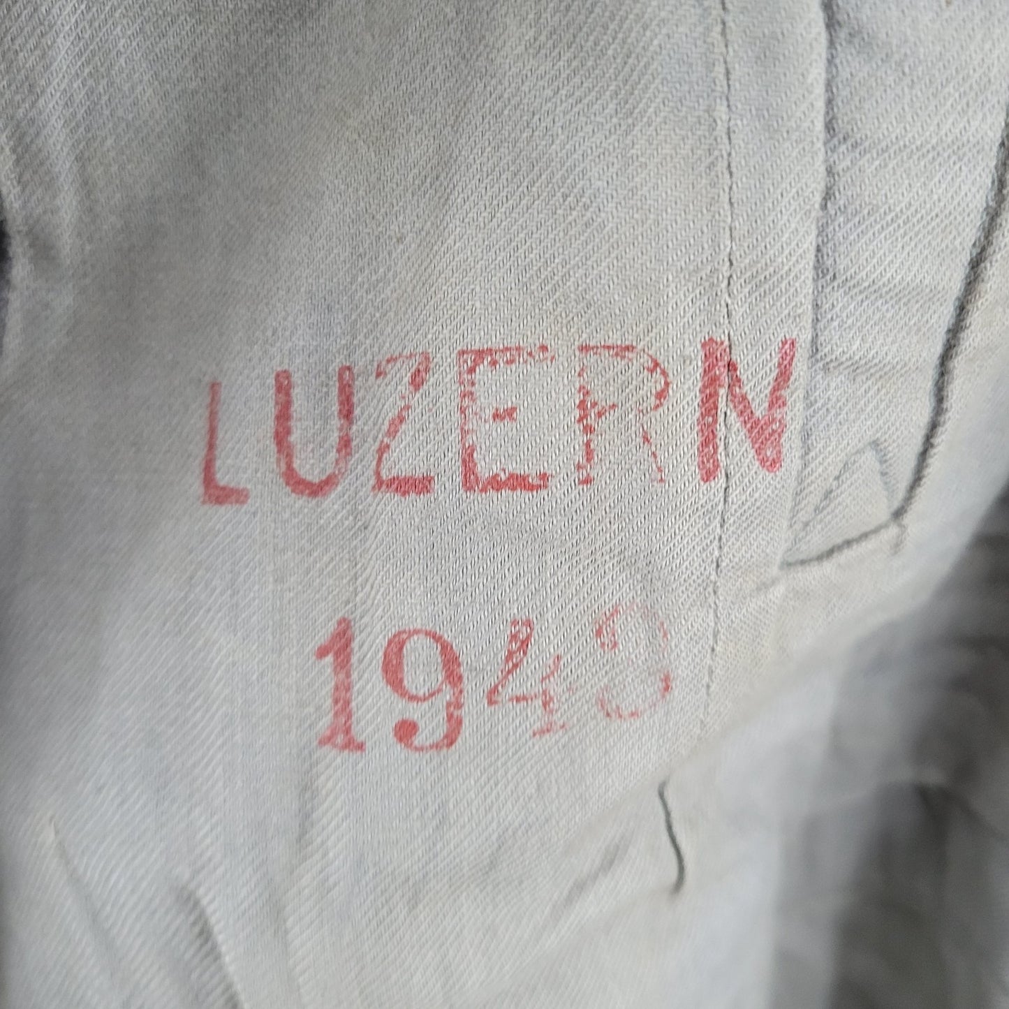 VTG WW2 Swiss Military Grey Heavyweight Double Breasted Jacket Coat Size Large L