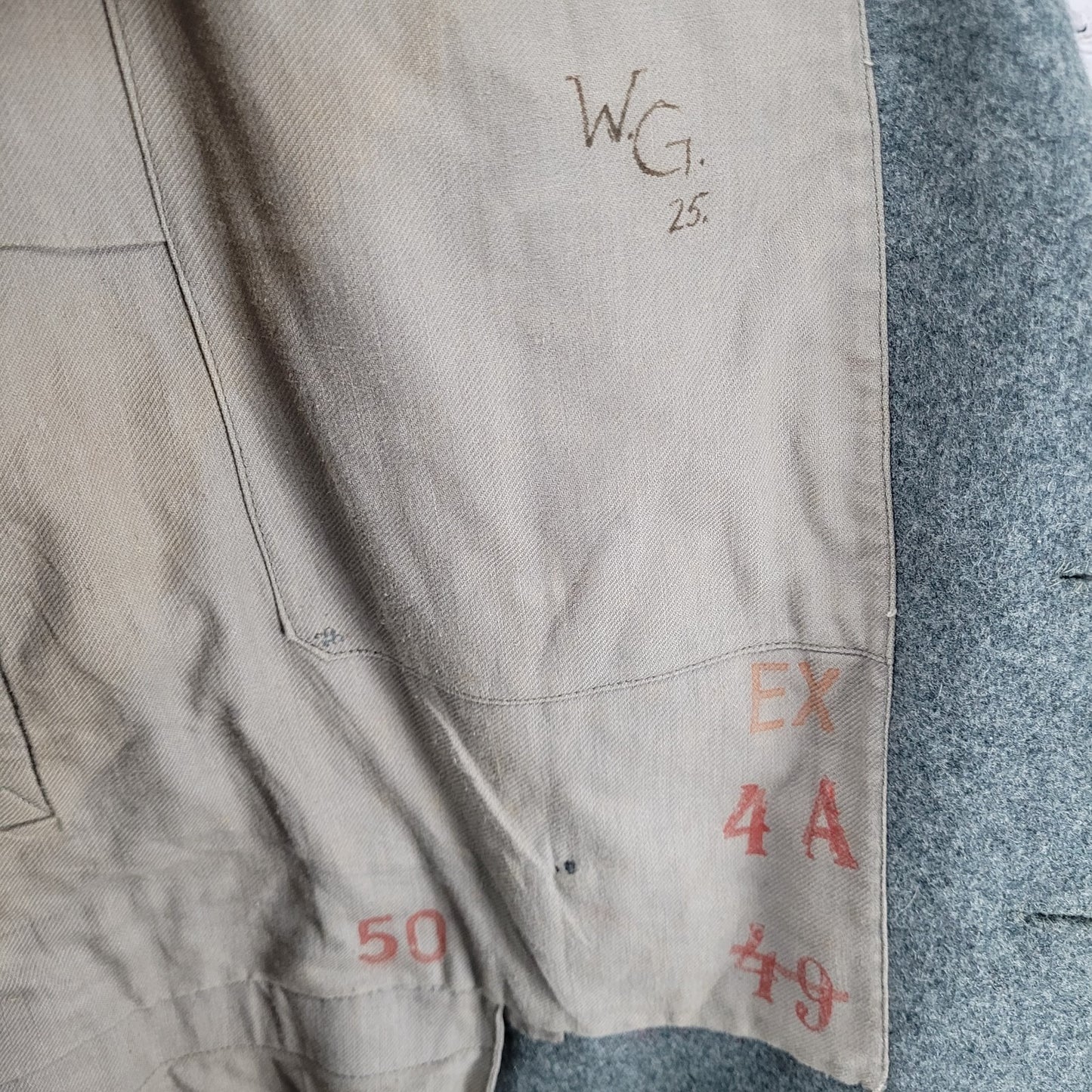 VTG WW2 Swiss Military Grey Heavyweight Double Breasted Jacket Coat Size Large L