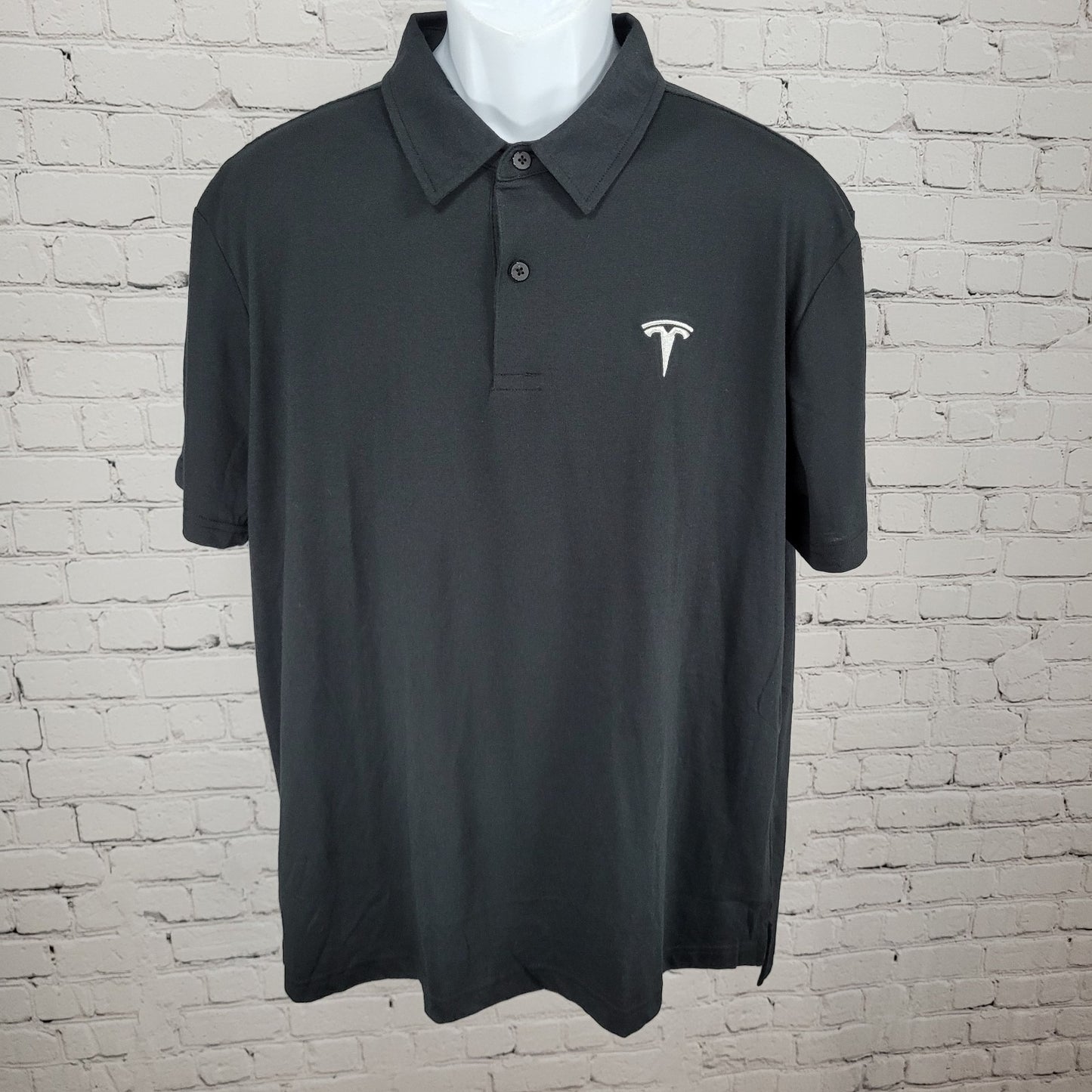 Tesla Black Embroidered Logo Lightweight Short Sleeve Polo Shirt Size XL