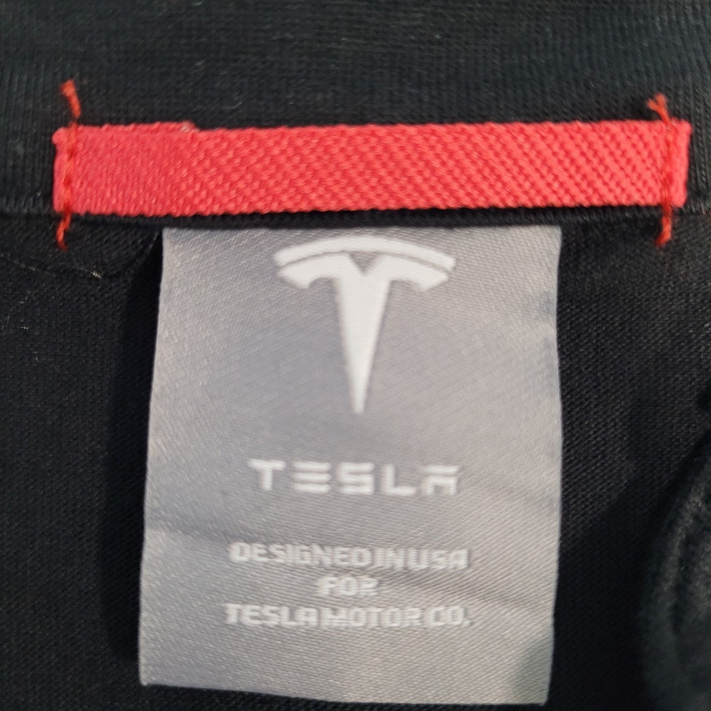 Tesla Black Embroidered Logo Lightweight Short Sleeve Polo Shirt Size XL