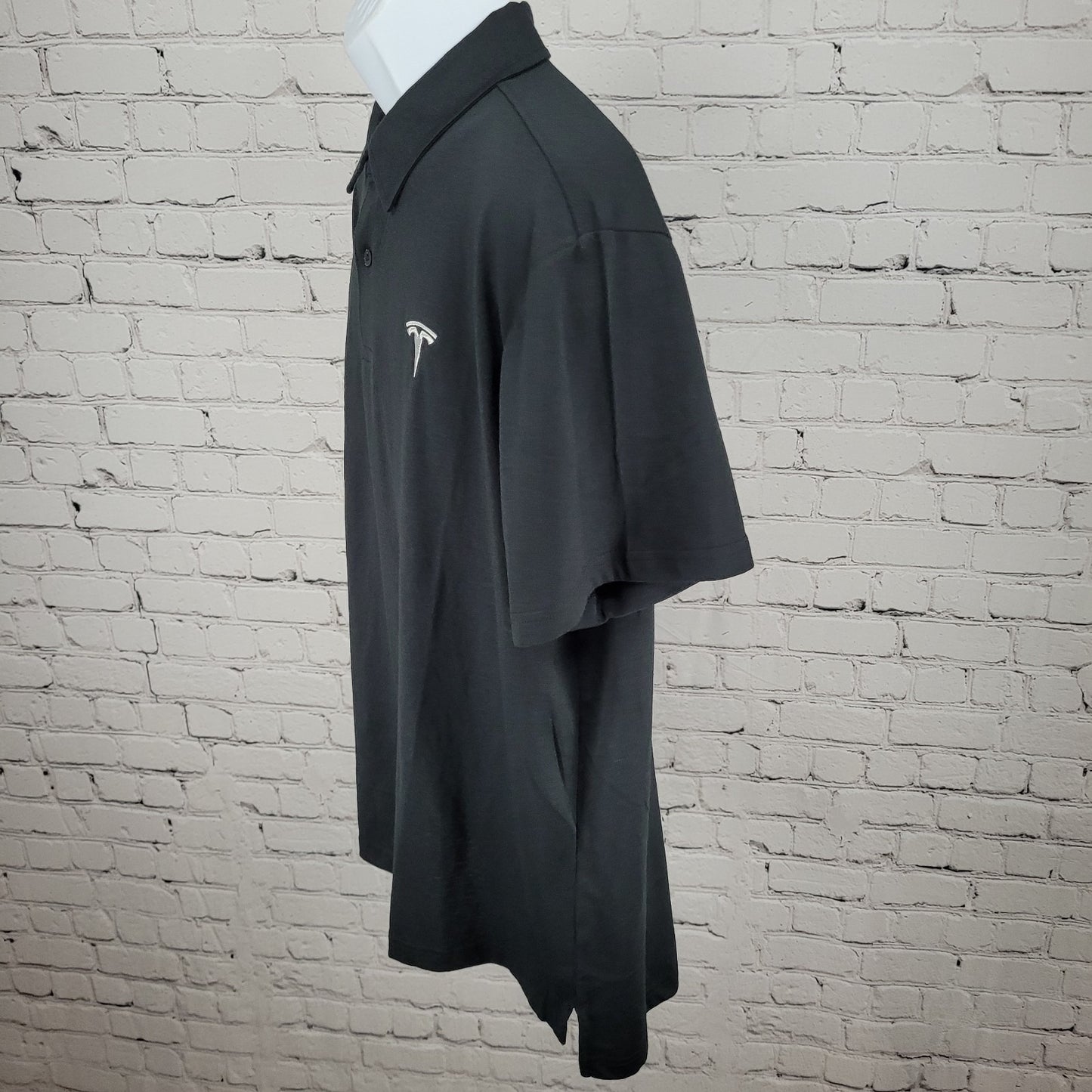 Tesla Black Embroidered Logo Lightweight Short Sleeve Polo Shirt Size XL