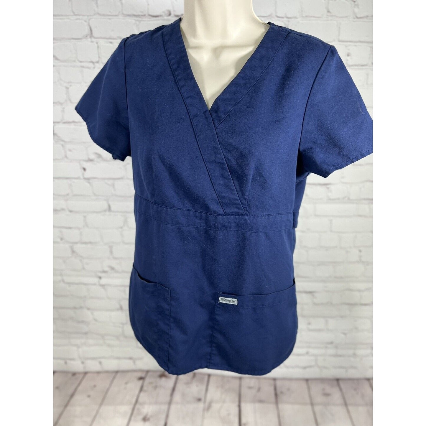 Grey's Anatomy Barco Scrub Top Adjustable Blue Short Sleeve Shirt Women’s Small
