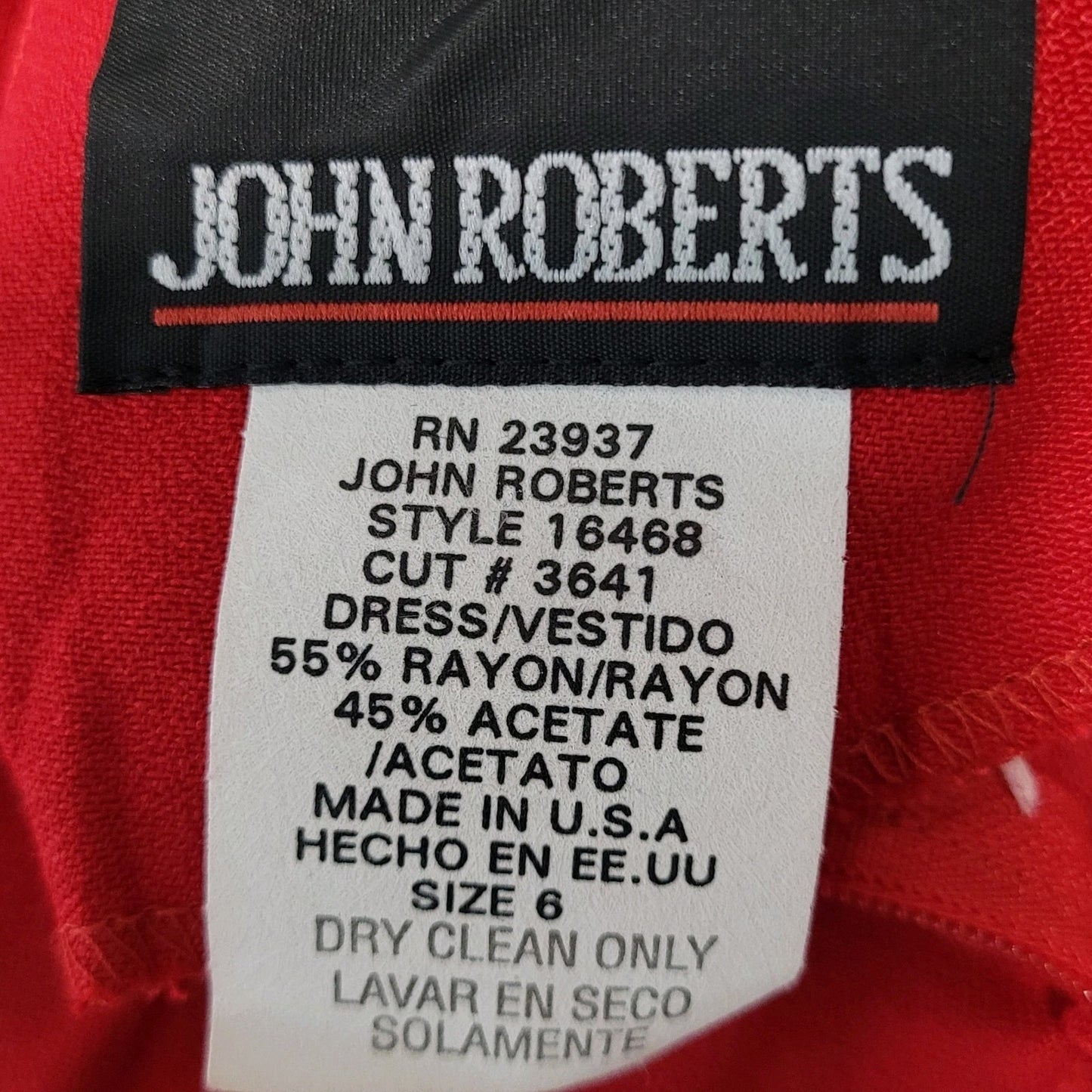 VTG John Roberts Red Embellished Waist Tie Short Sleeve Midi Dress USA Size 6