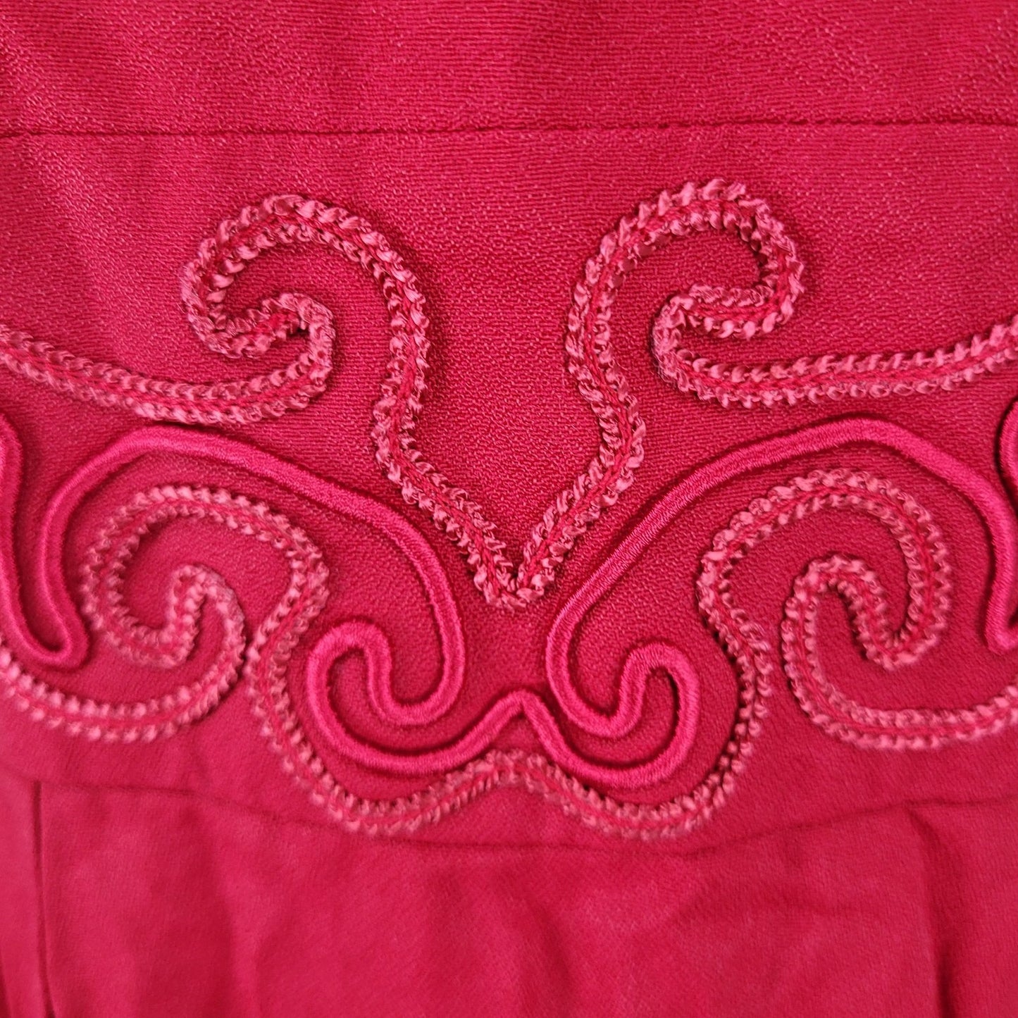 VTG John Roberts Red Embellished Waist Tie Short Sleeve Midi Dress USA Size 6