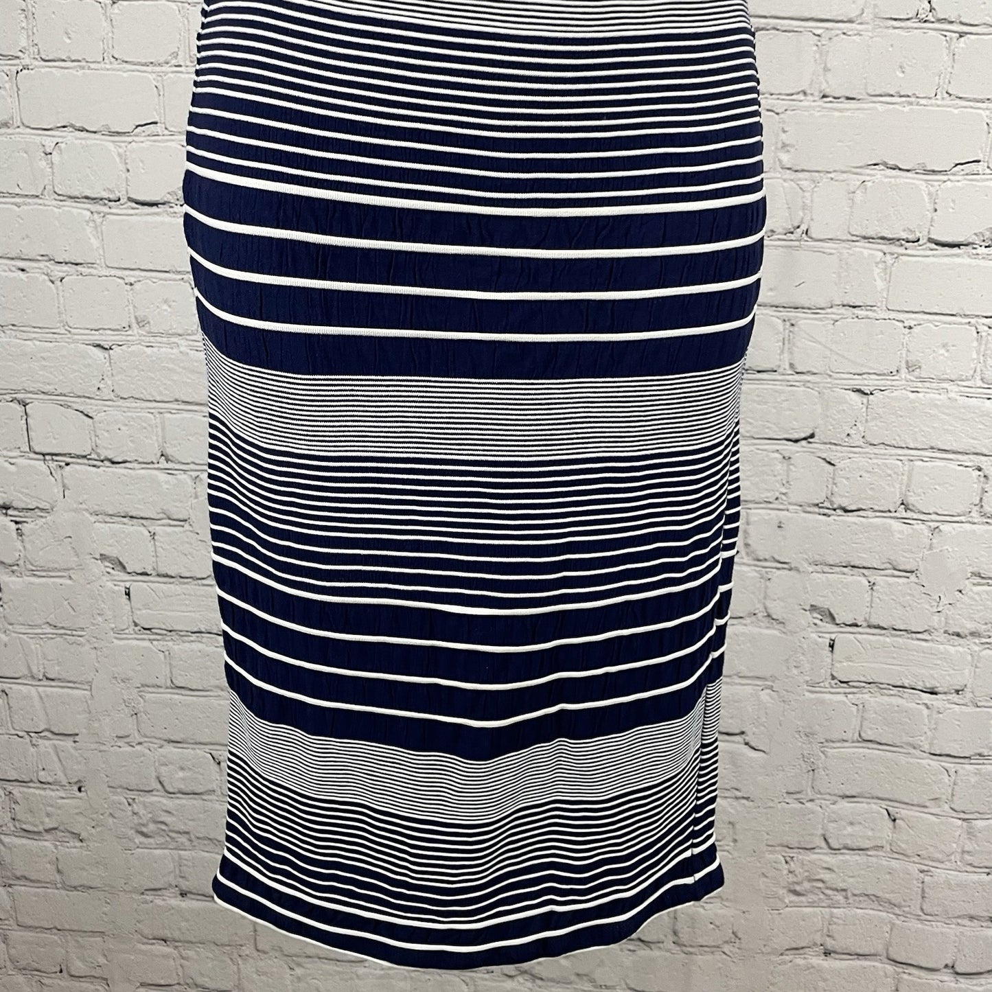 Maeve Anthropologie Navy Striped Sleeveless Stretch Sheath Dress Size Small S