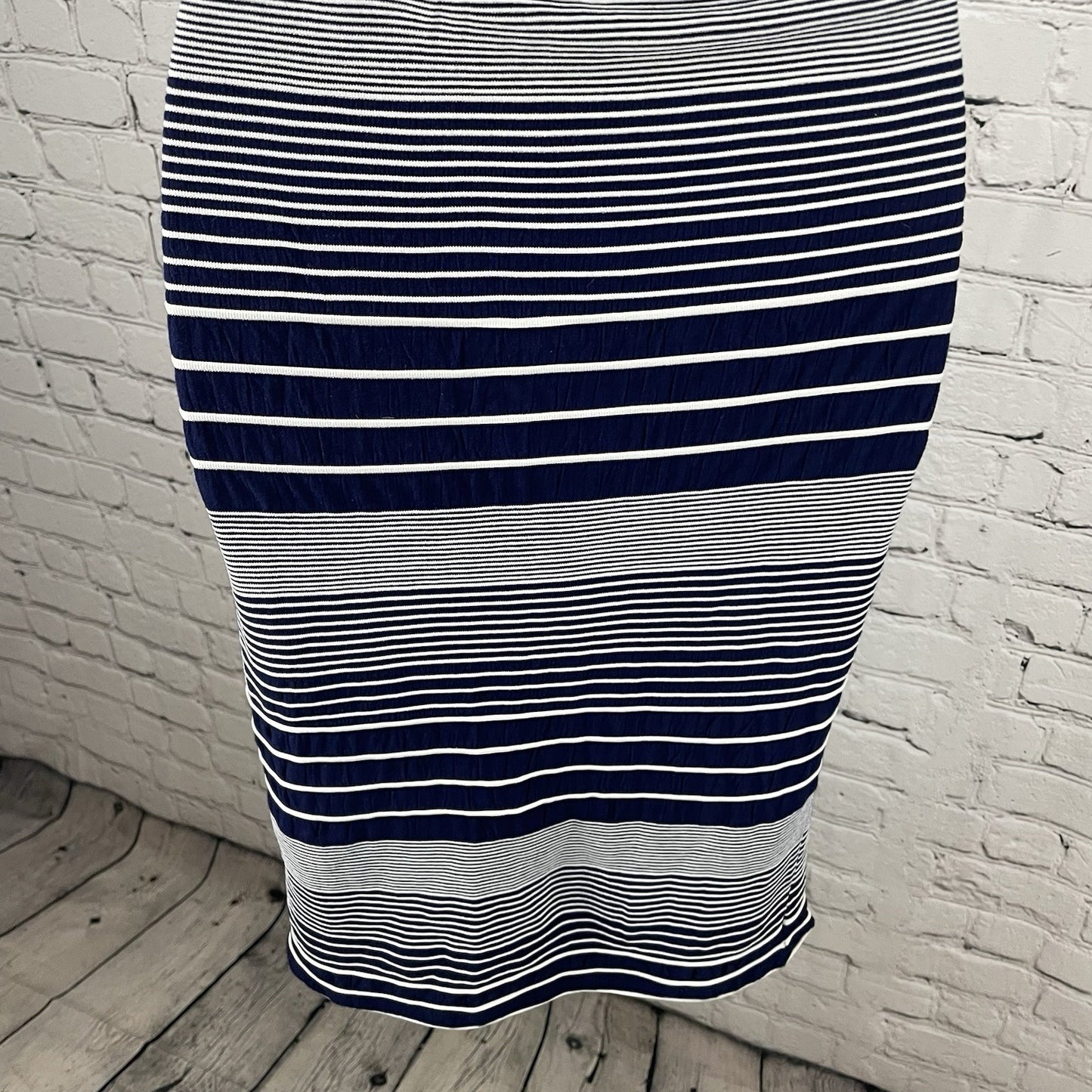 Maeve Anthropologie Navy Striped Sleeveless Stretch Sheath Dress Size Small S