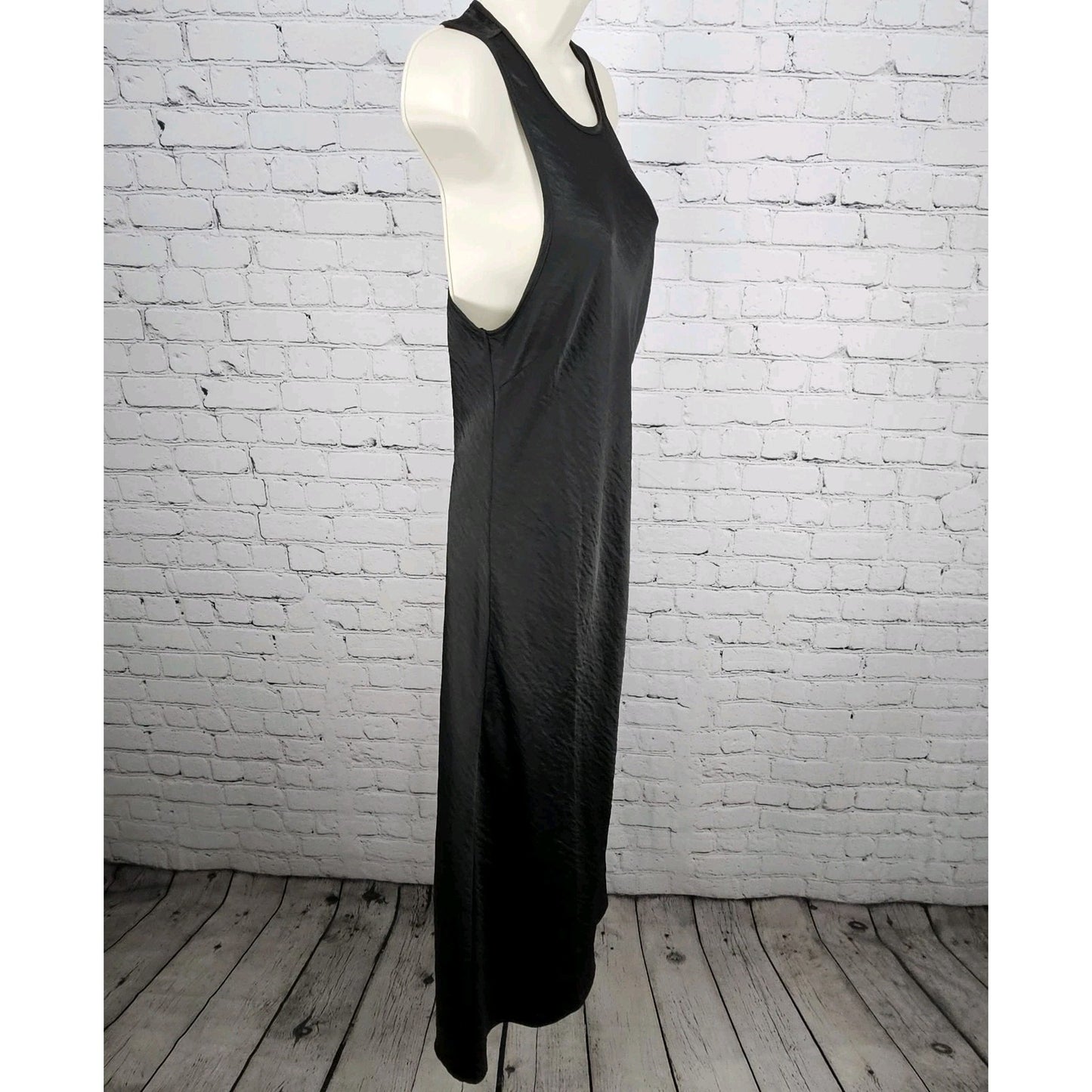 House Of Harlow 1960 Black Satin Tie Back Sleeveless Unlined Maxi Dress Large L