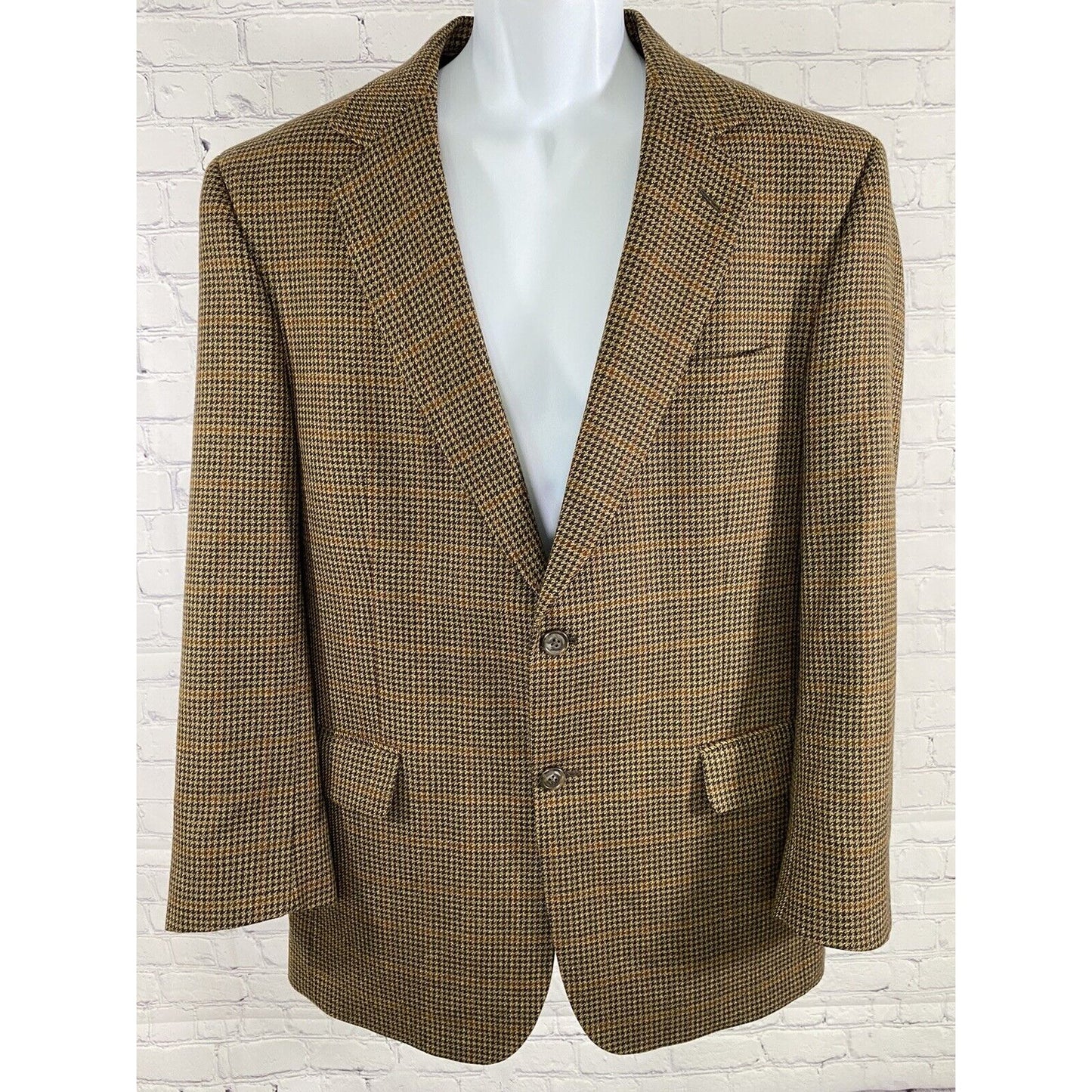 Jos A Bank 100% Wool Multicolor Houndstooth Plaid 2 Button Blazer Jacket 41R