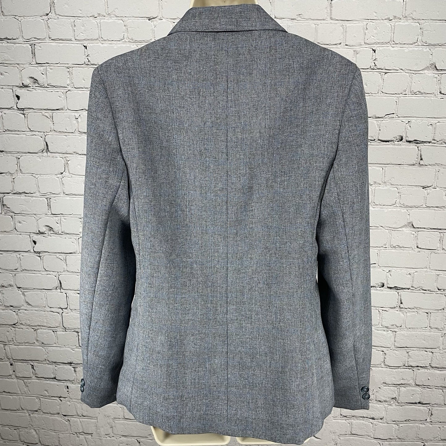 VTG The Towner Grey & Blue Check 2 Button Blazer Jacket USA Union Made Size 9/10