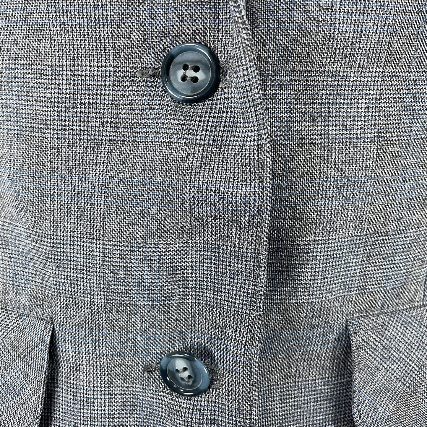 VTG The Towner Grey & Blue Check 2 Button Blazer Jacket USA Union Made Size 9/10