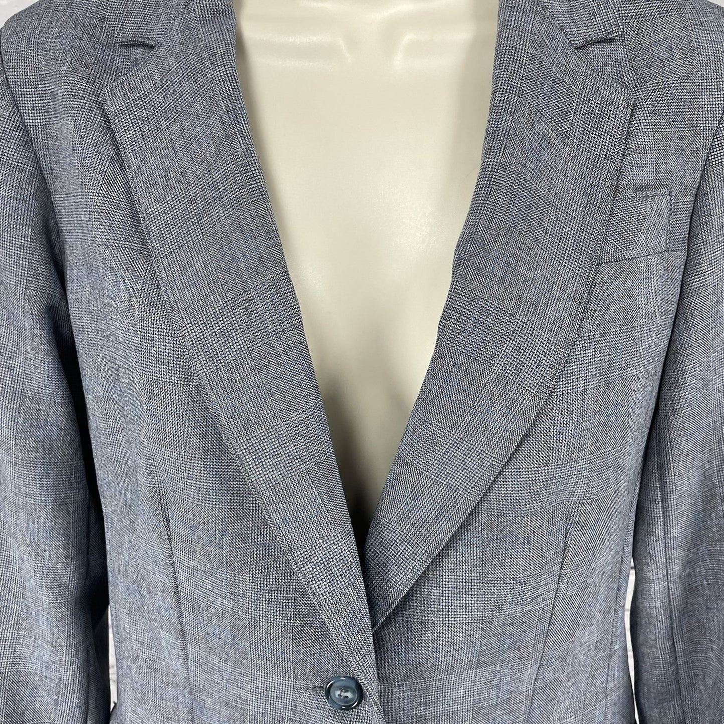VTG The Towner Grey & Blue Check 2 Button Blazer Jacket USA Union Made Size 9/10