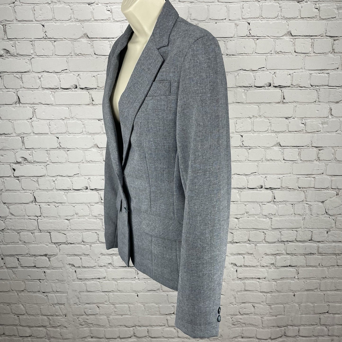 VTG The Towner Grey & Blue Check 2 Button Blazer Jacket USA Union Made Size 9/10