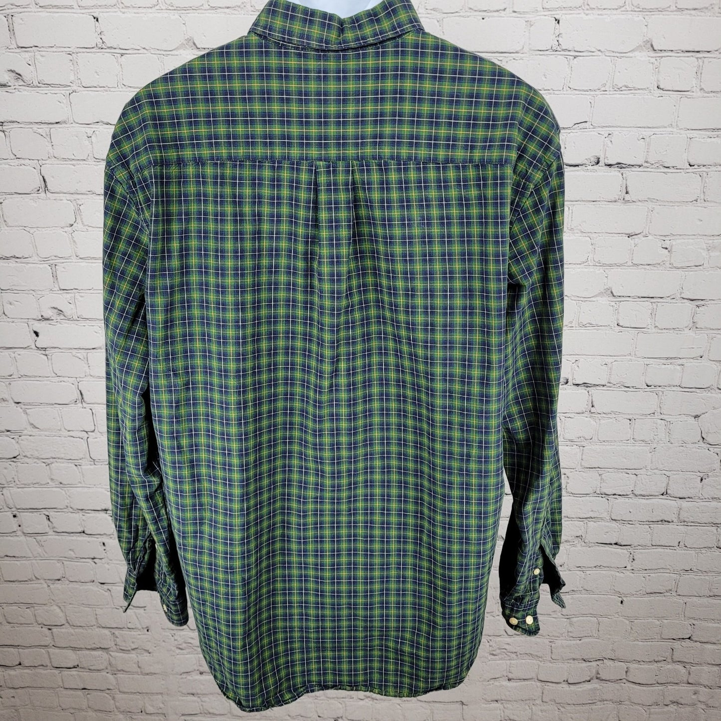 The Foundry Blue & Green Plaid Cotton Button Down Long Sleeve Shirt Size XLT