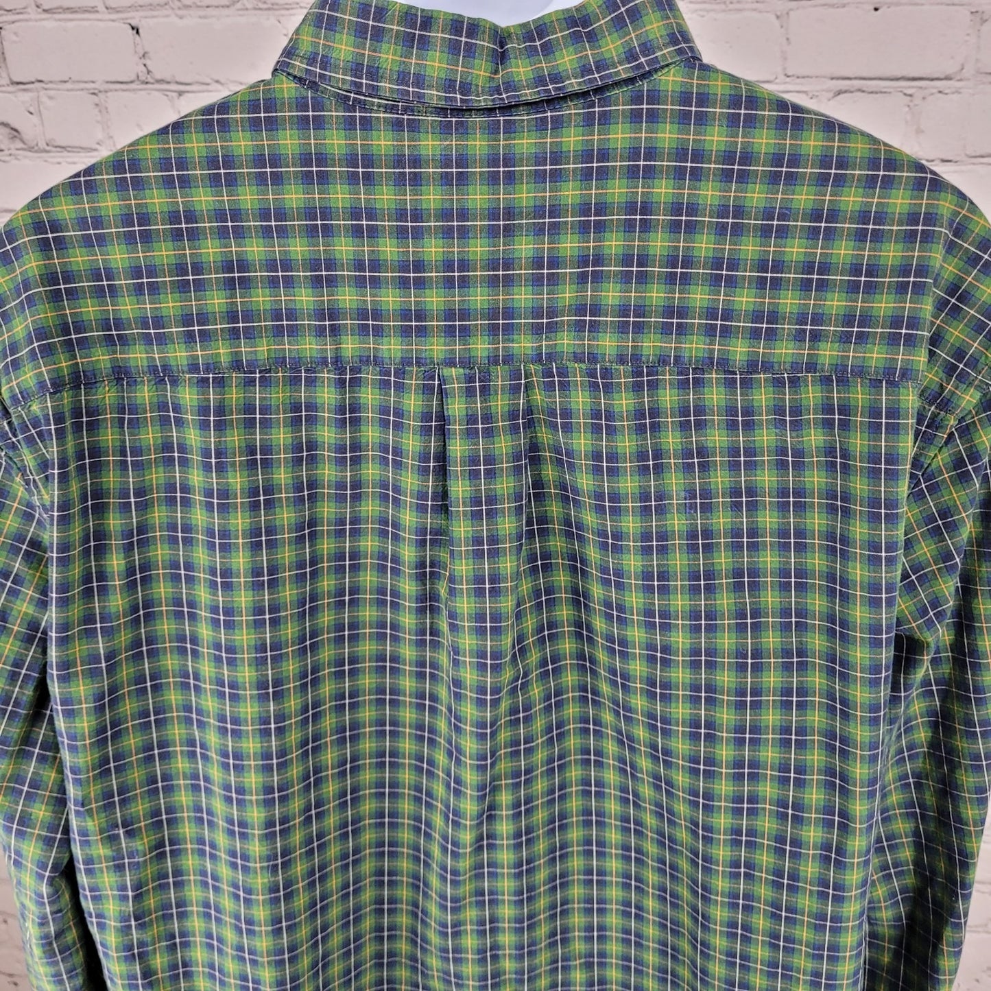 The Foundry Blue & Green Plaid Cotton Button Down Long Sleeve Shirt Size XLT