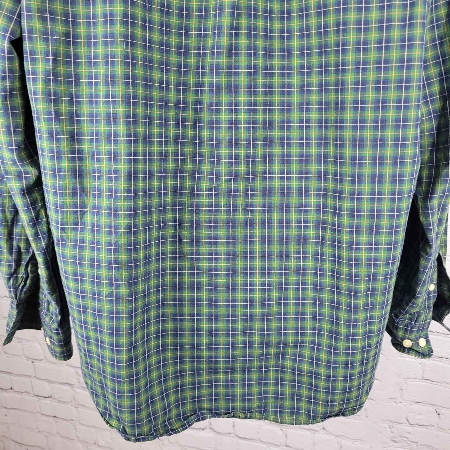 The Foundry Blue & Green Plaid Cotton Button Down Long Sleeve Shirt Size XLT