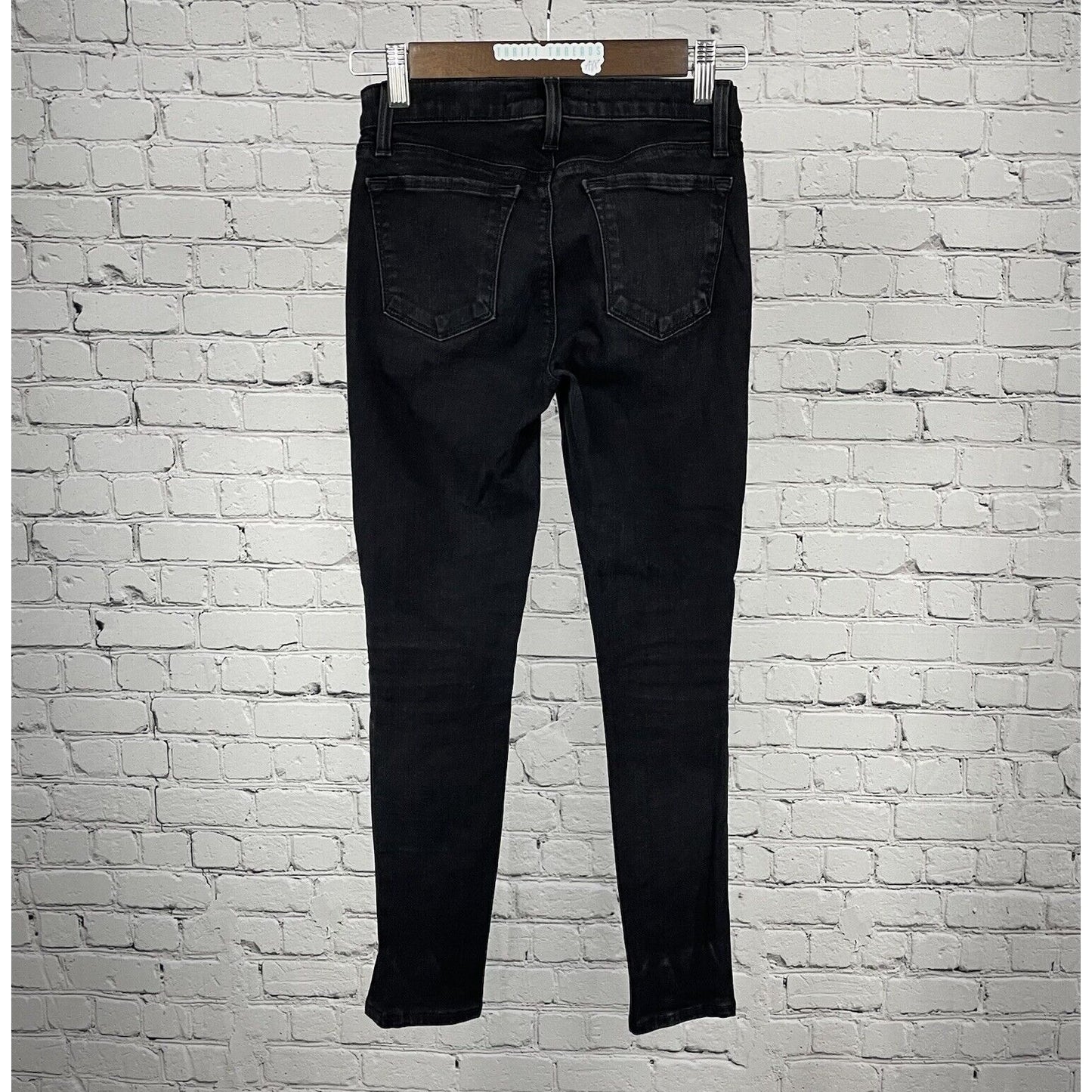 J Brand Black Denim Skinny Jean Mid Rise Stretch USA Made Size 25 (25x25.5)