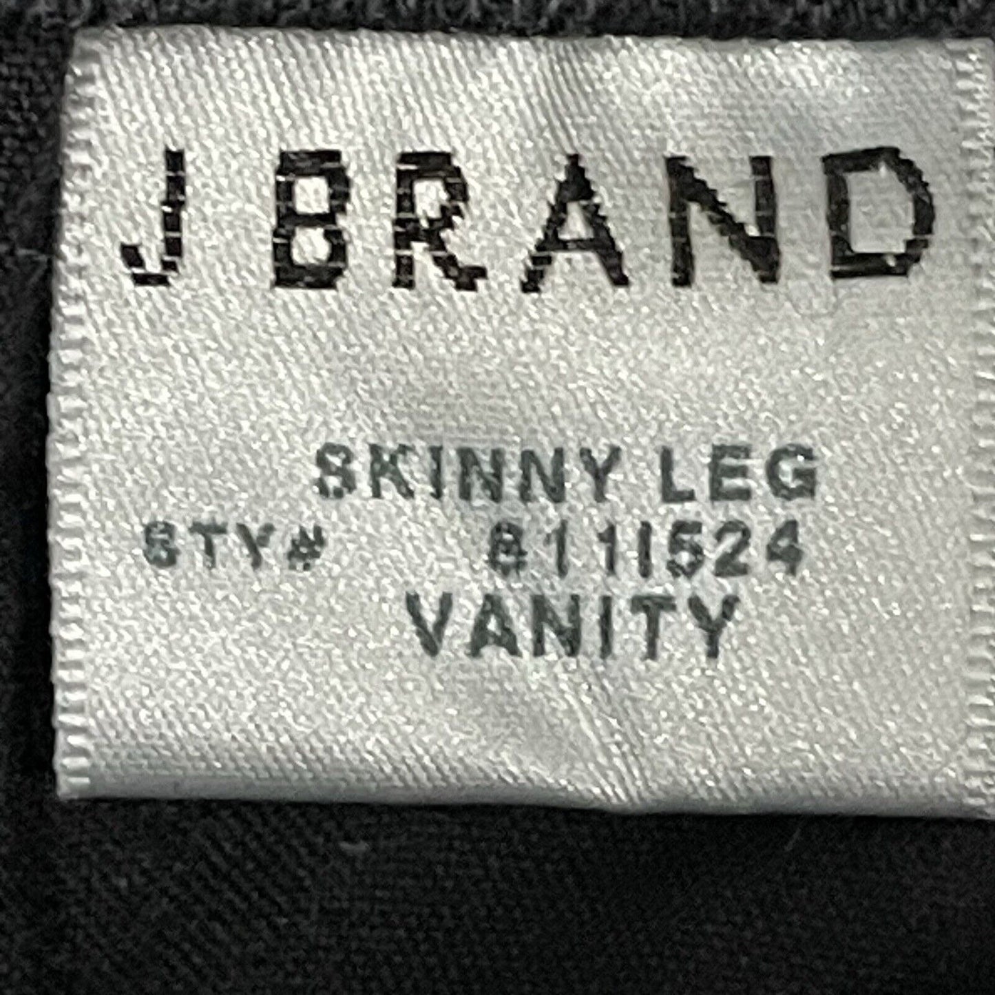 J Brand Black Denim Skinny Jean Mid Rise Stretch USA Made Size 25 (25x25.5)