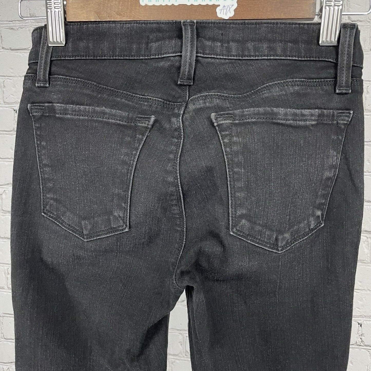 J Brand Black Denim Skinny Jean Mid Rise Stretch USA Made Size 25 (25x25.5)