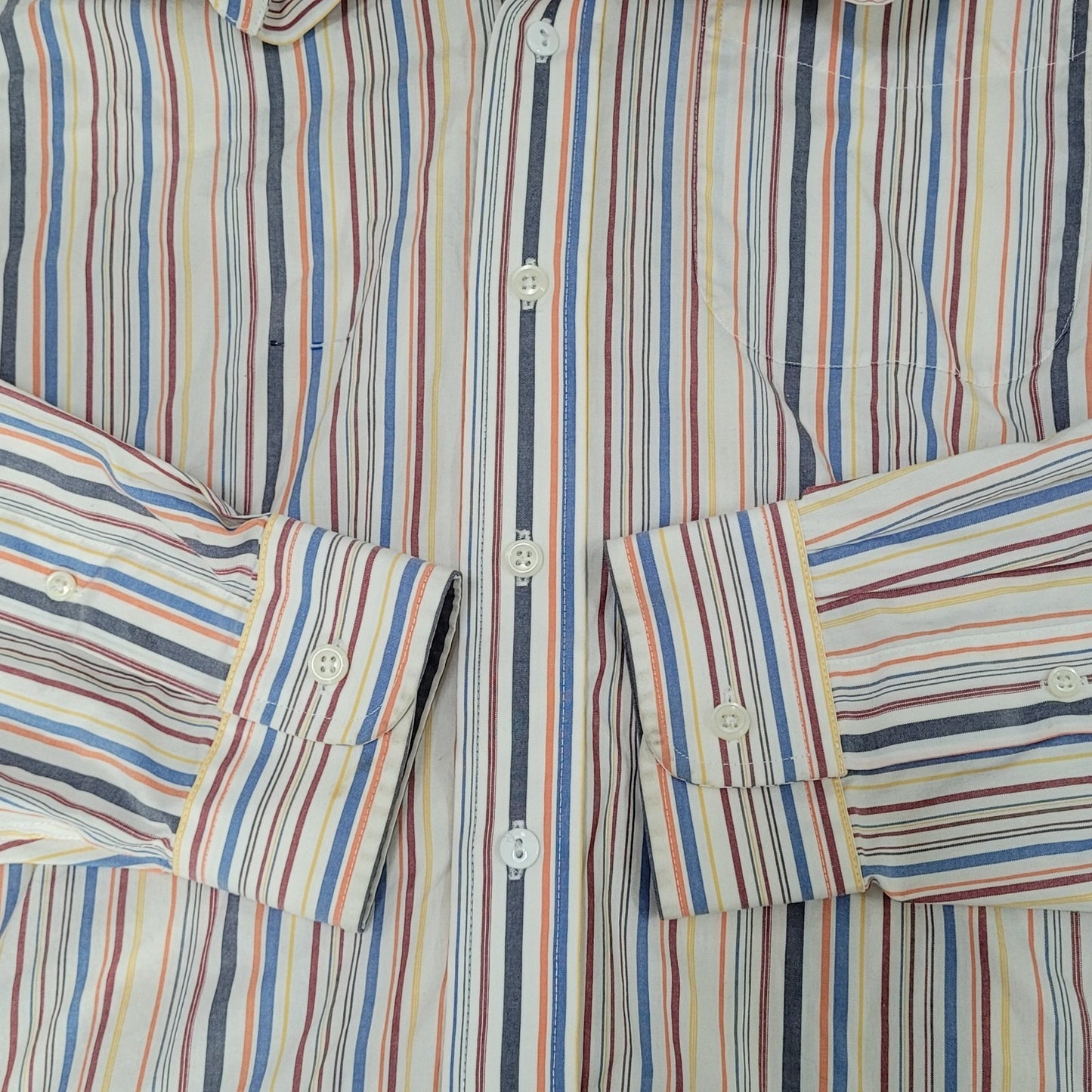 LL Bean Striped Cotton Wrinkle Resistant Button Up Long Sleeve Shirt Size Large