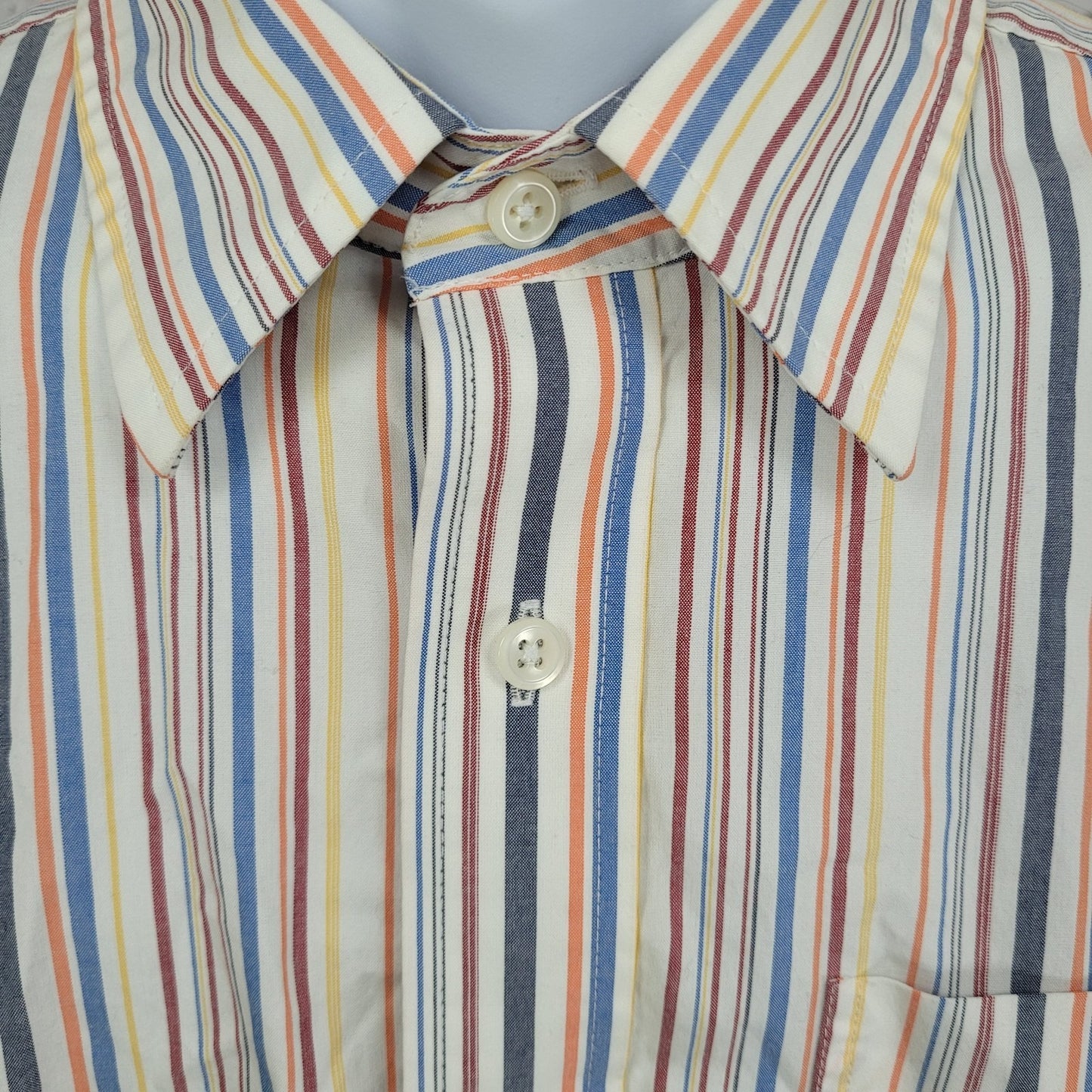 LL Bean Striped Cotton Wrinkle Resistant Button Up Long Sleeve Shirt Size Large