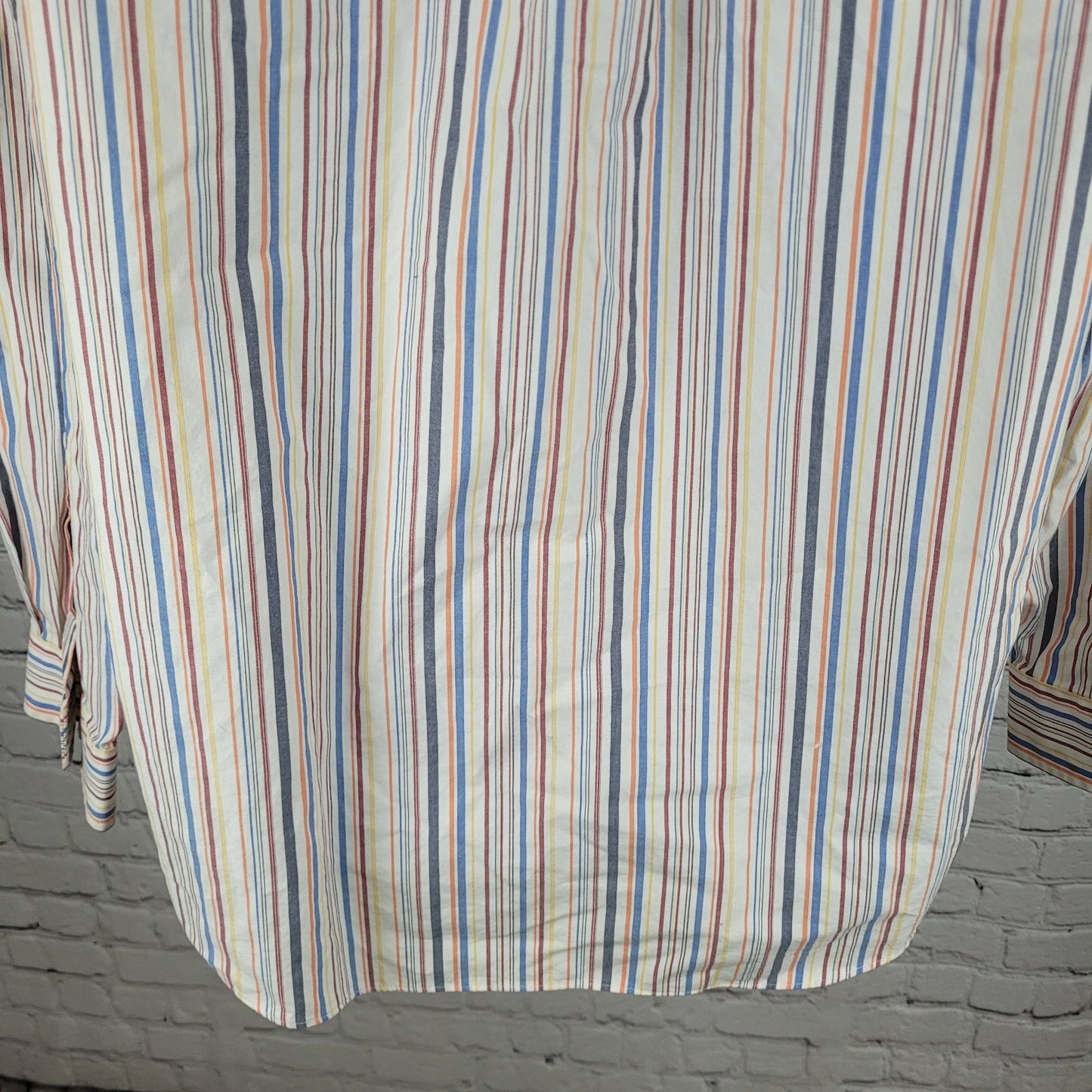LL Bean Striped Cotton Wrinkle Resistant Button Up Long Sleeve Shirt Size Large