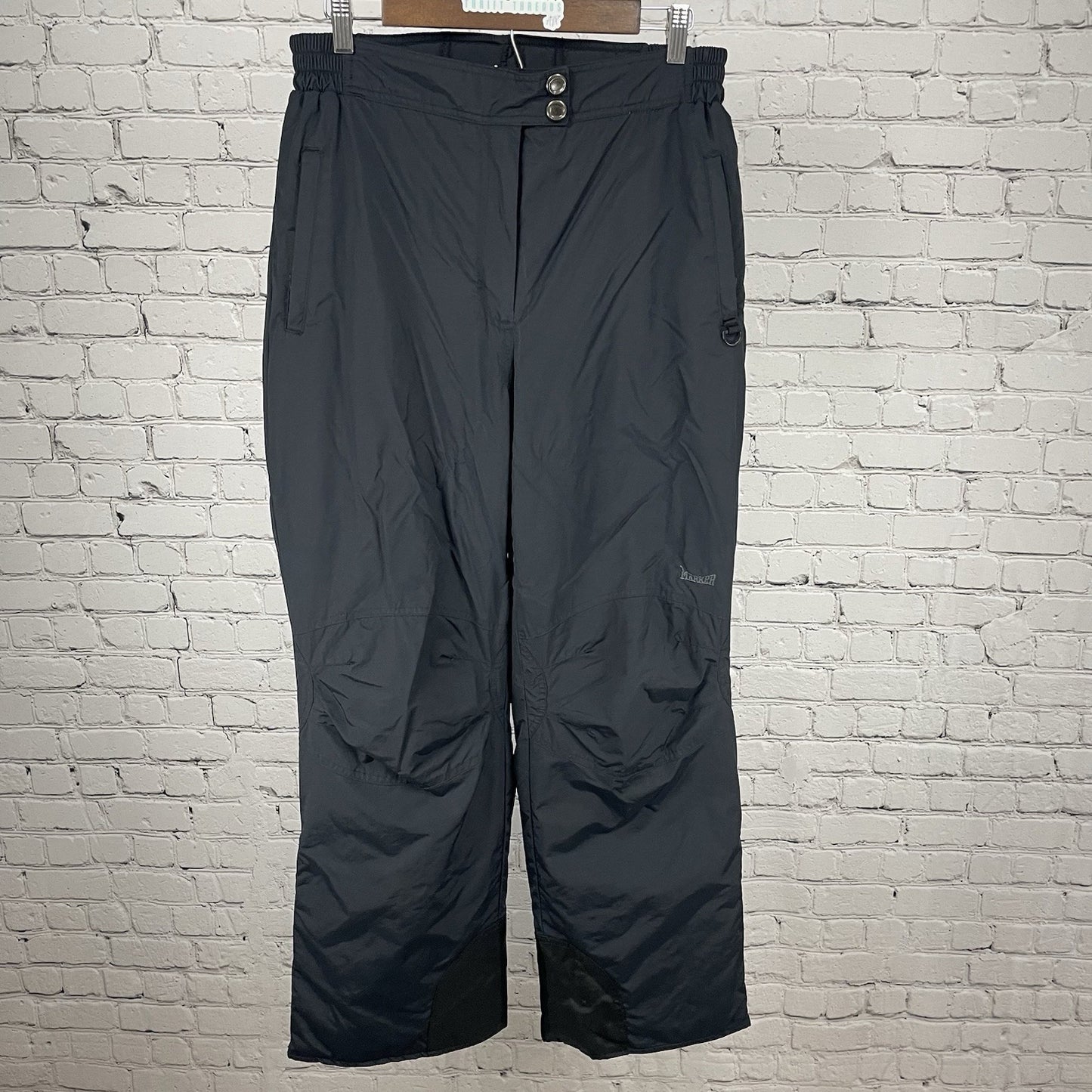 Marker Black Insulated Elastic Waist Zip Pockets Ski Snow Pants Size 12 (31x30)