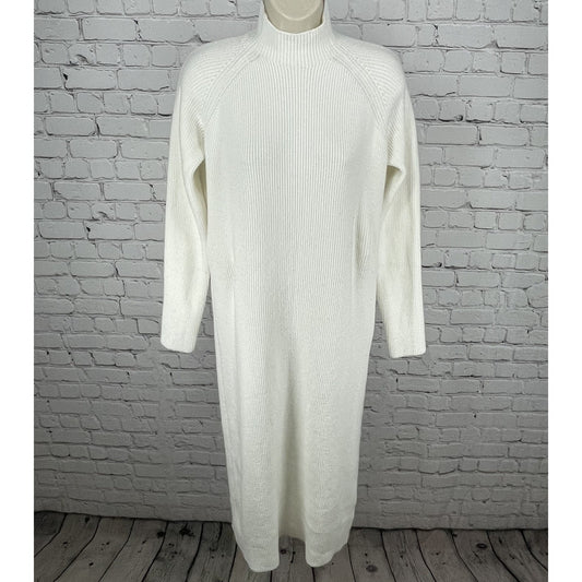 Zara Ivory White Heavy Knit High Neck Long Sleeve Sweater Dress Size Small S
