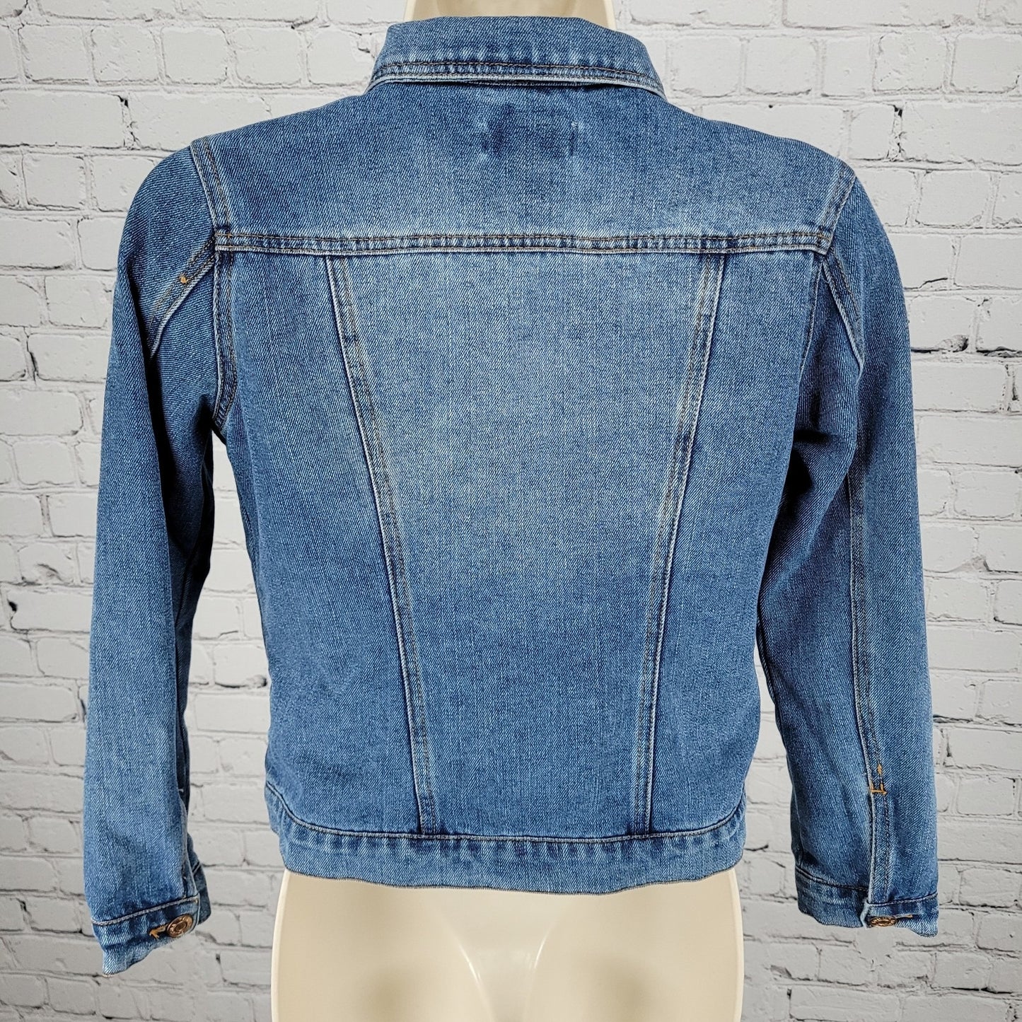 Tommy Bahama Blue Denim Distressed Pockets Buttoned Jean Jacket Girls Size 11-12