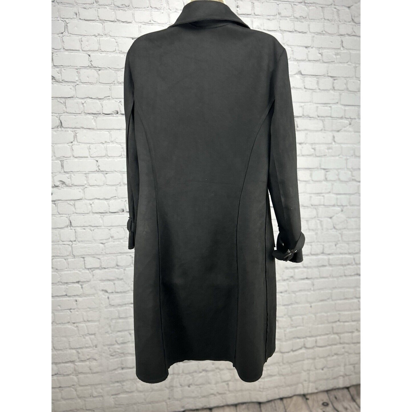 Yaly Couture Black 5 Button Collared Long Sleeve Over Coat Jacket Size Medium M