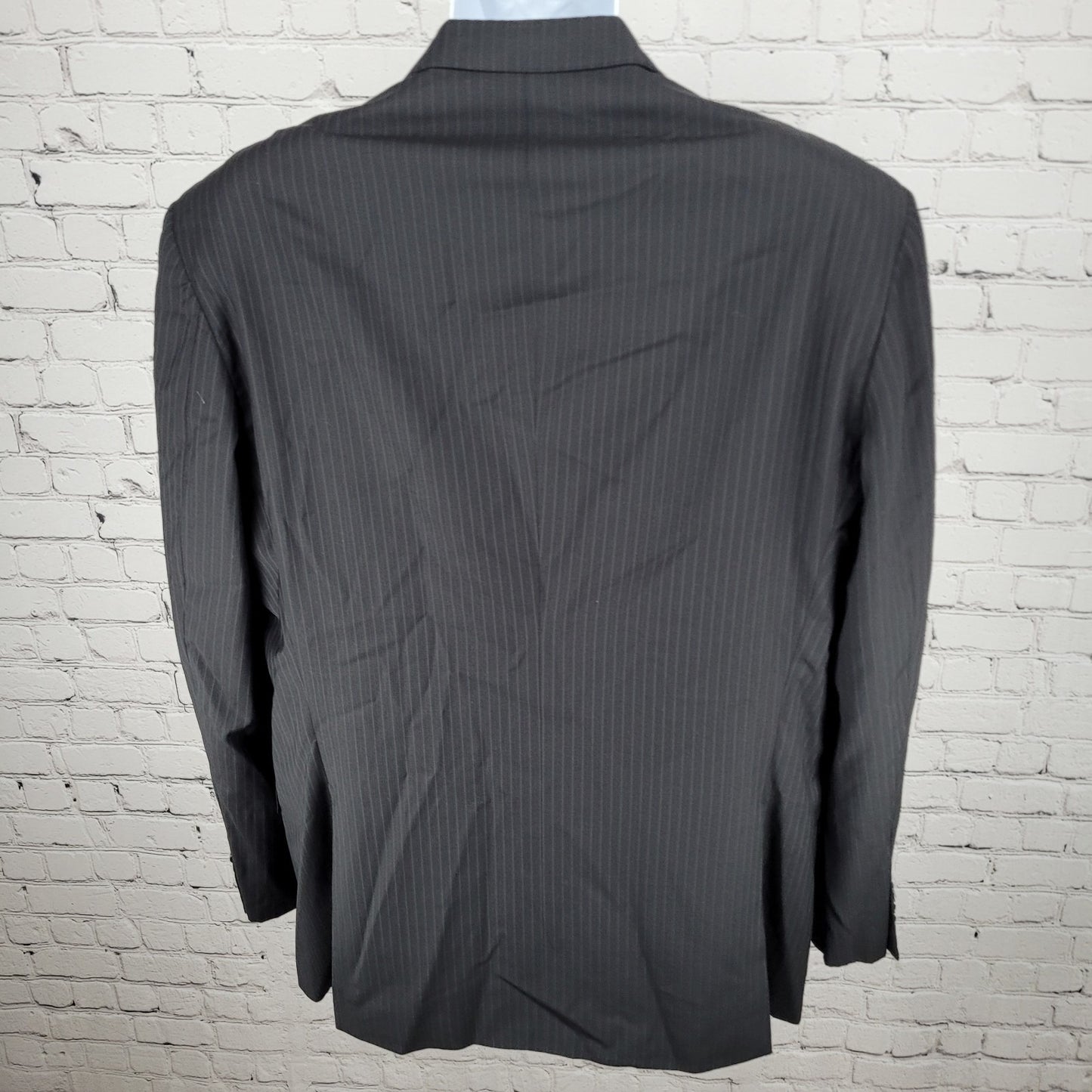Armani Collezioni Black 100% Wool Executive Pinstripe Blazer Italy Made Size 44L