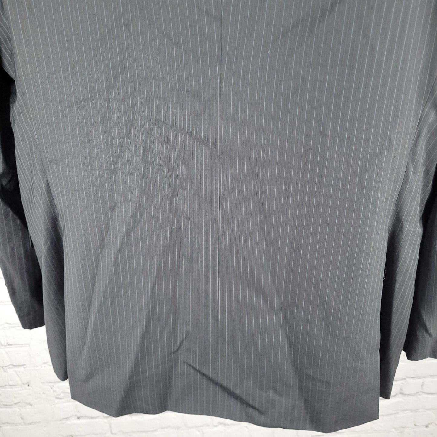 Armani Collezioni Black 100% Wool Executive Pinstripe Blazer Italy Made Size 44L
