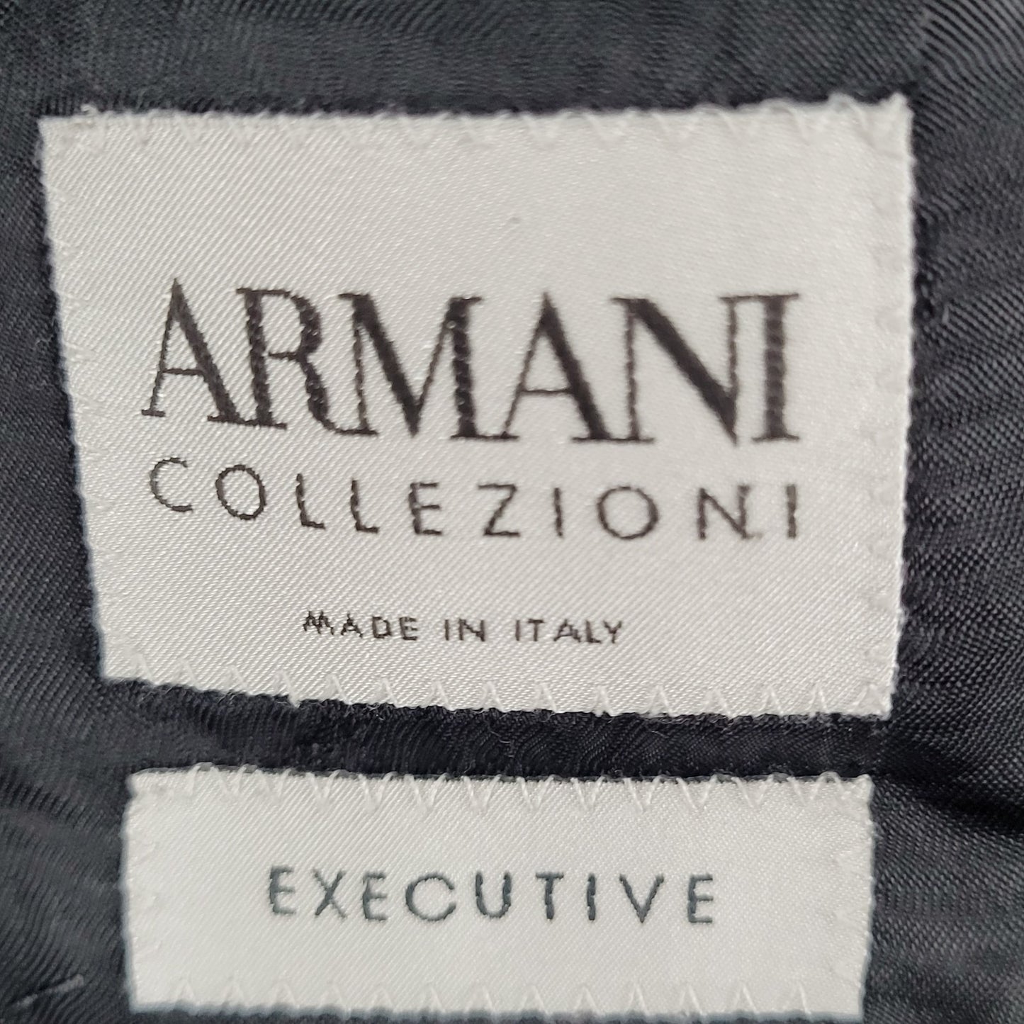 Armani Collezioni Black 100% Wool Executive Pinstripe Blazer Italy Made Size 44L