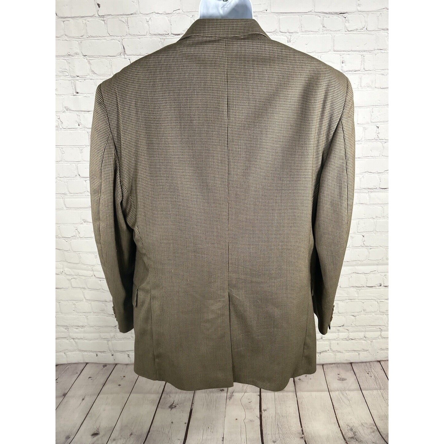 Jos A Bank Brown Houndstooth Two Button Blazer Jacket 100% Wool Men’s 46R *hole