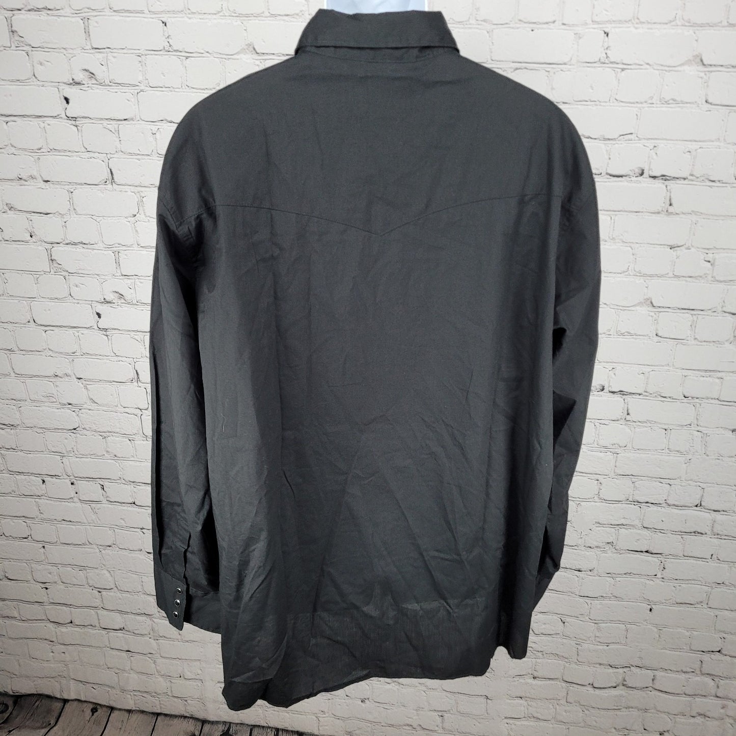 VTG Wrangler Black Western Pearl Snap Lightweight Long Sleeve Shirt Size XXL
