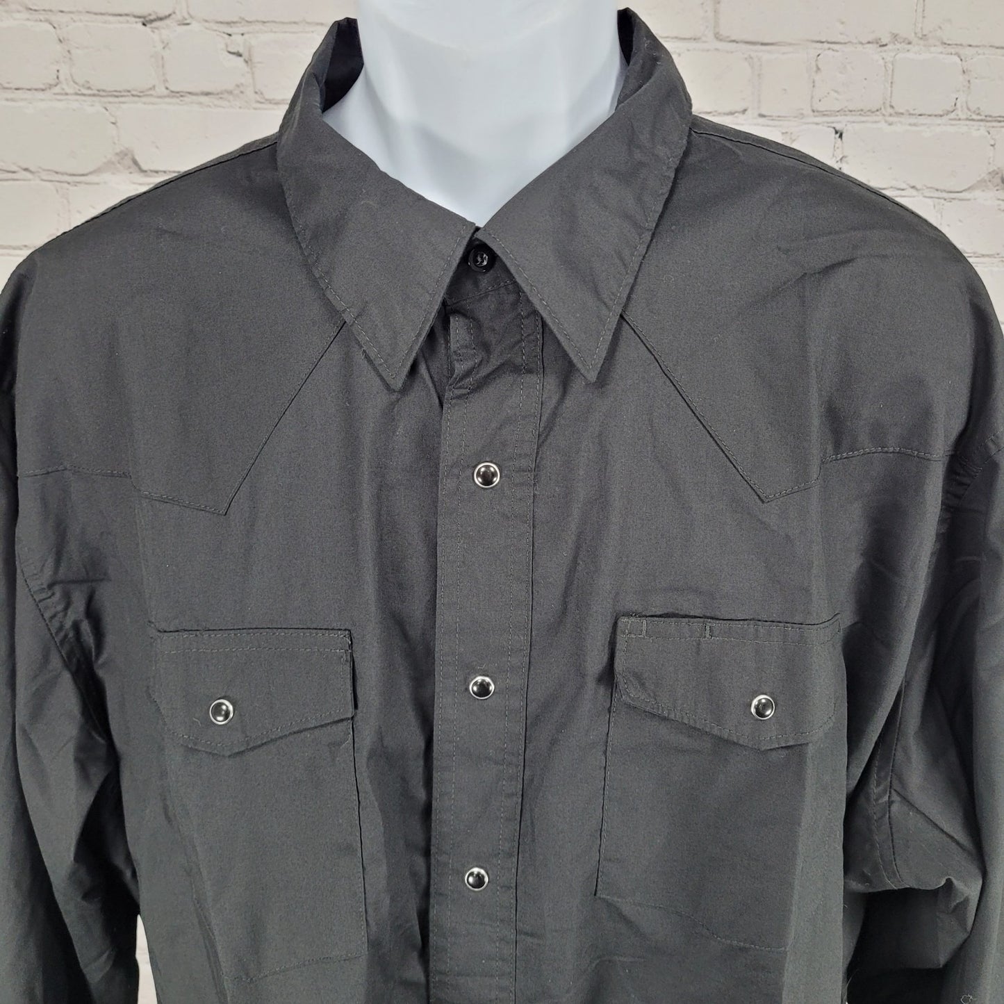 VTG Wrangler Black Western Pearl Snap Lightweight Long Sleeve Shirt Size XXL