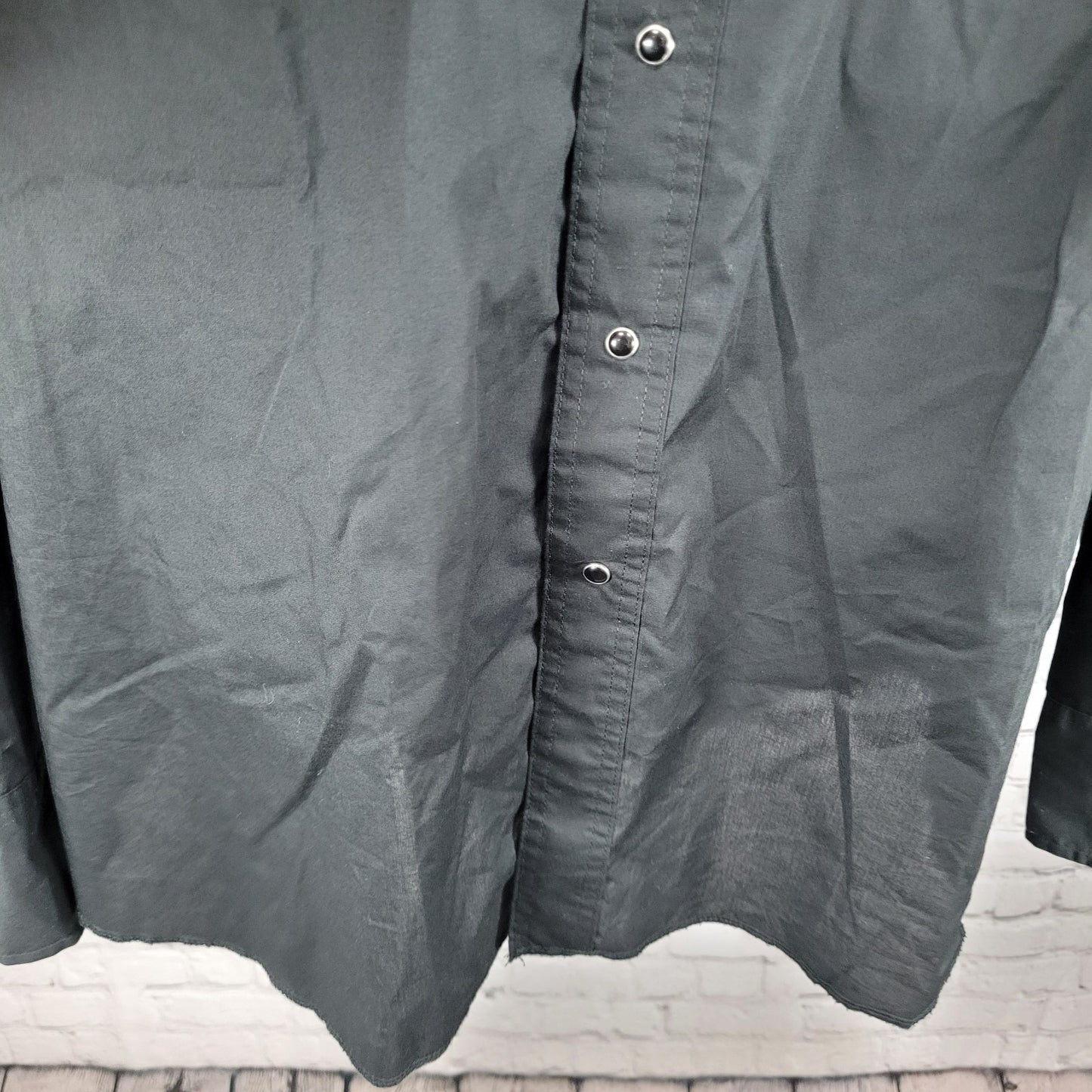 VTG Wrangler Black Western Pearl Snap Lightweight Long Sleeve Shirt Size XXL