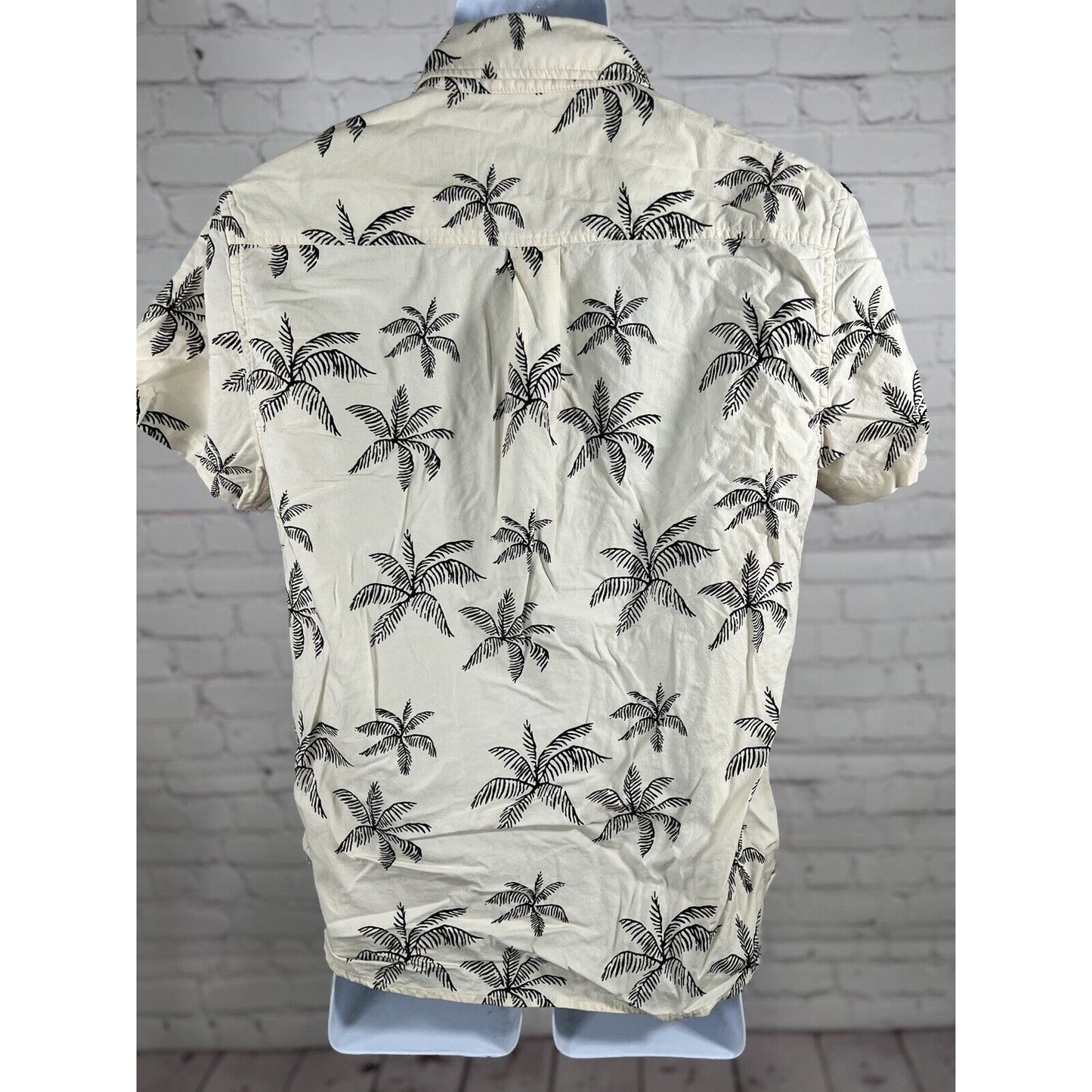 Katin Mai Tai Casual Button Down Shirt Tan Beige Hawaiian Palm Tree Men’s SM