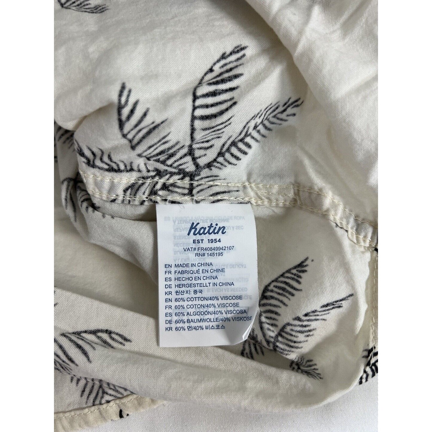 Katin Mai Tai Casual Button Down Shirt Tan Beige Hawaiian Palm Tree Men’s SM