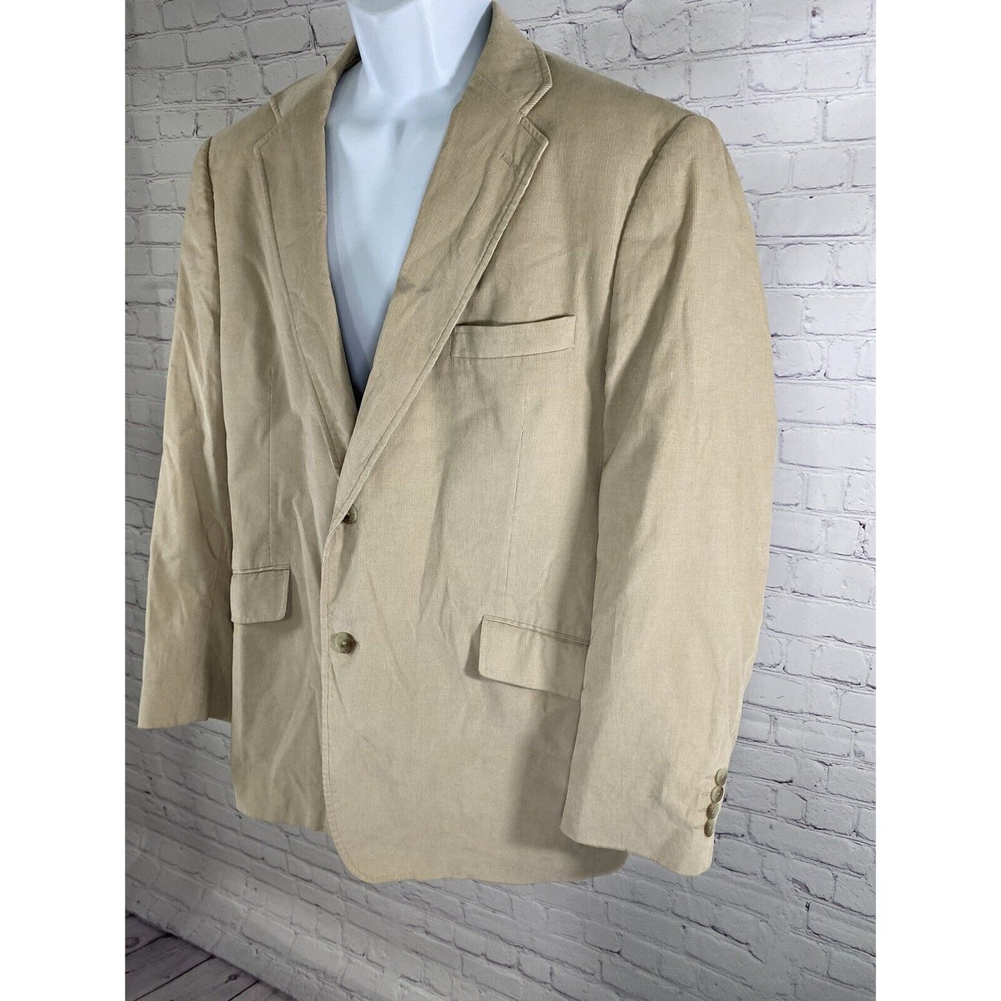 J Ferrar Tan Corduroy 2 Button Cotton Shell Sport Coat Jacket Blazer Large 42-44