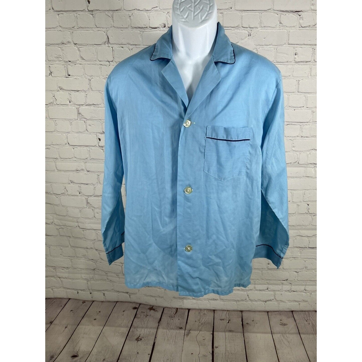 VTG Towncraft JCPenneys Penn-Prest Blue Long Sleeve Button Up Sleep Shirt Men’s M